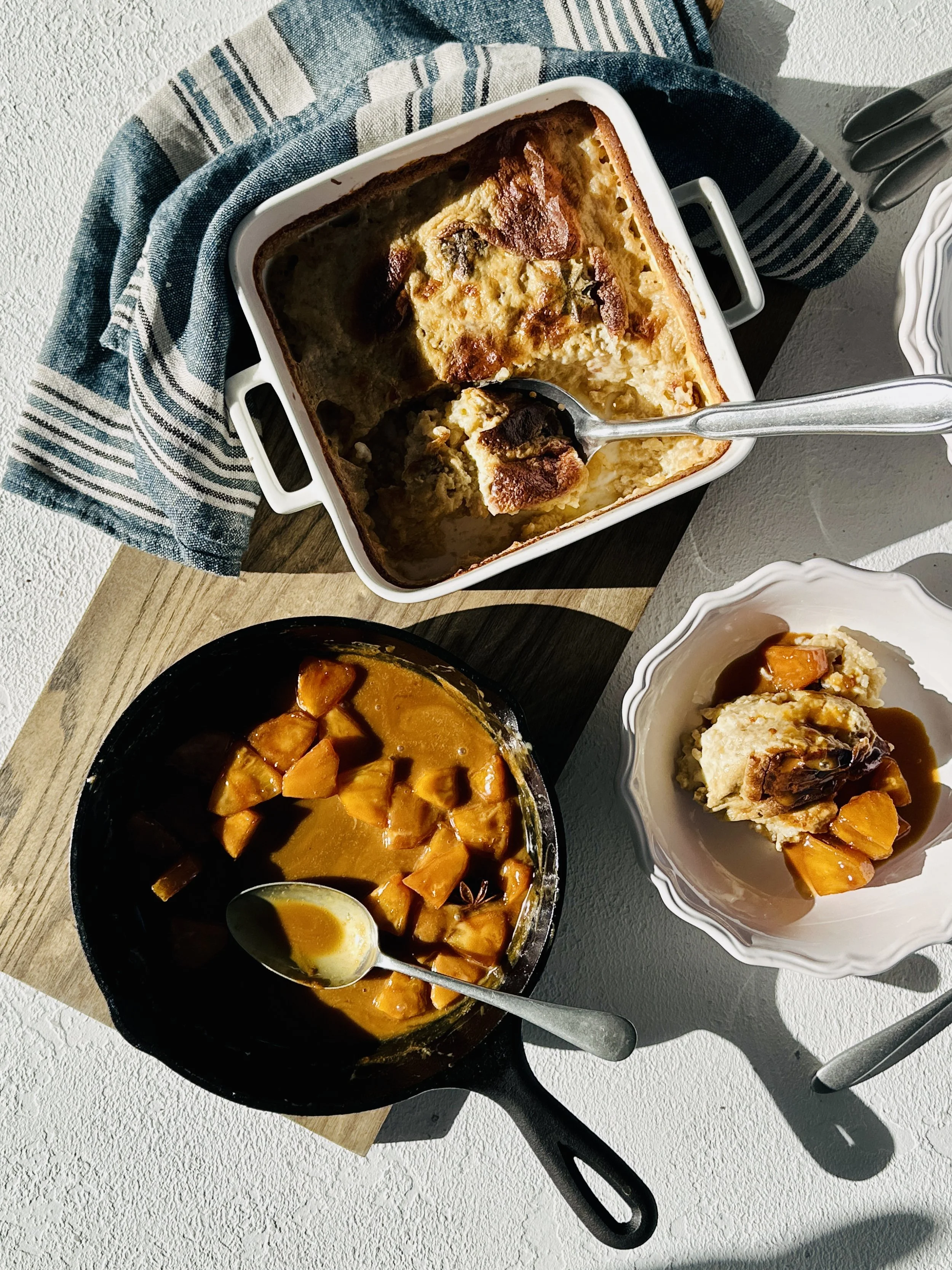 BAKED RICE PUDDING WITH COCONUT CARAMEL PINEAPPLE