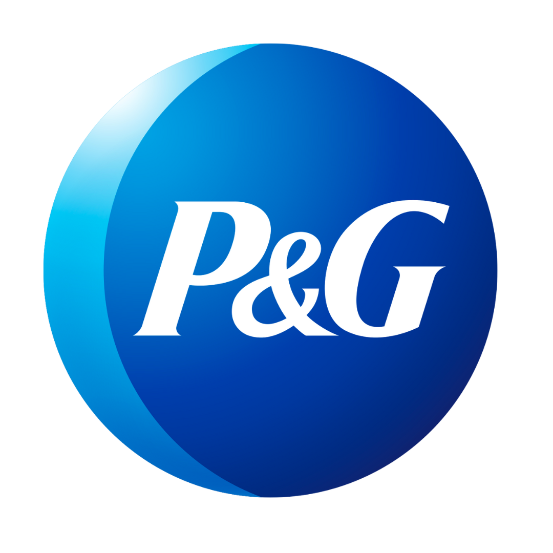 P&G logo with a blue sphere and white letterings