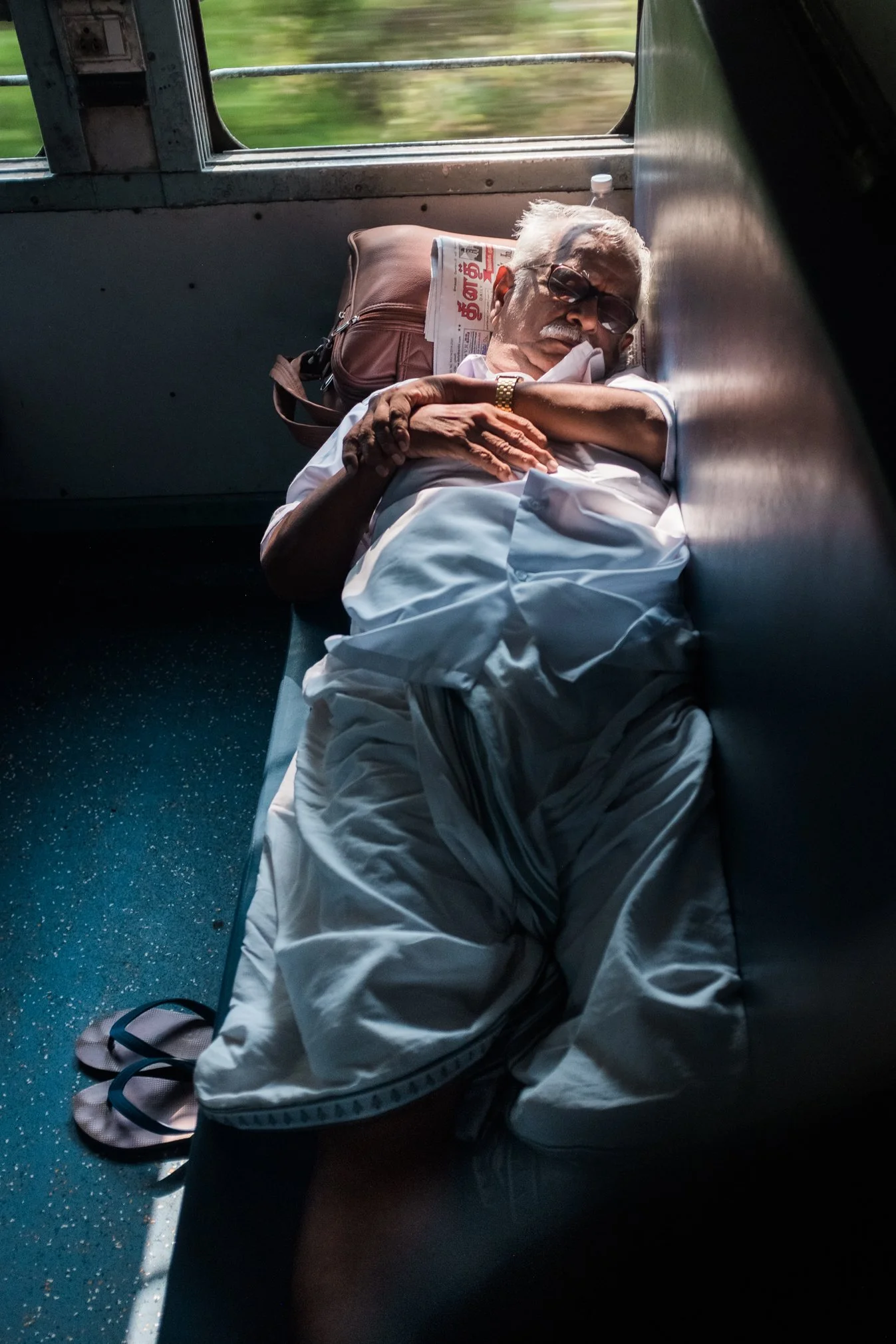 India by train, boat and road.