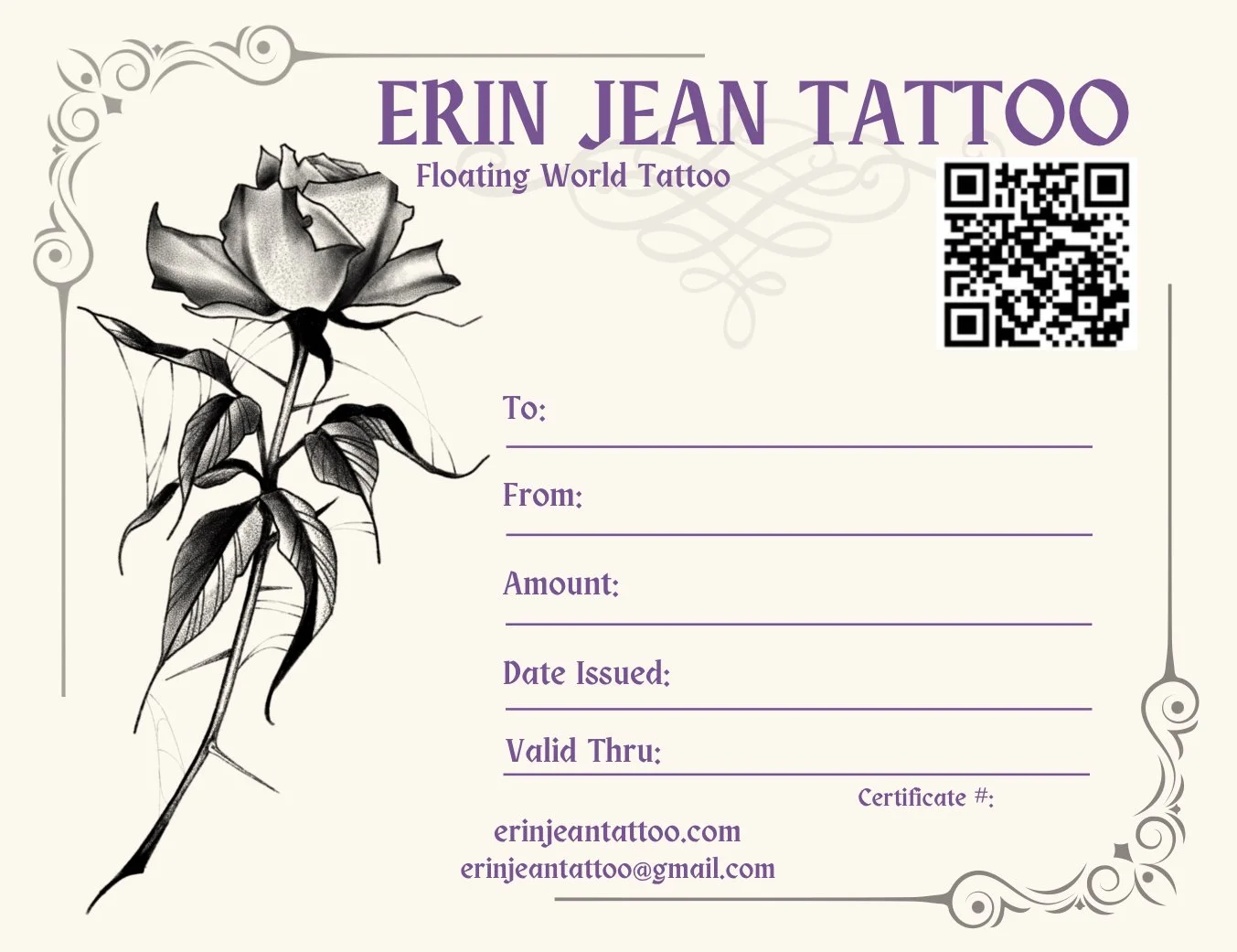 Tattoo Gift Certificate