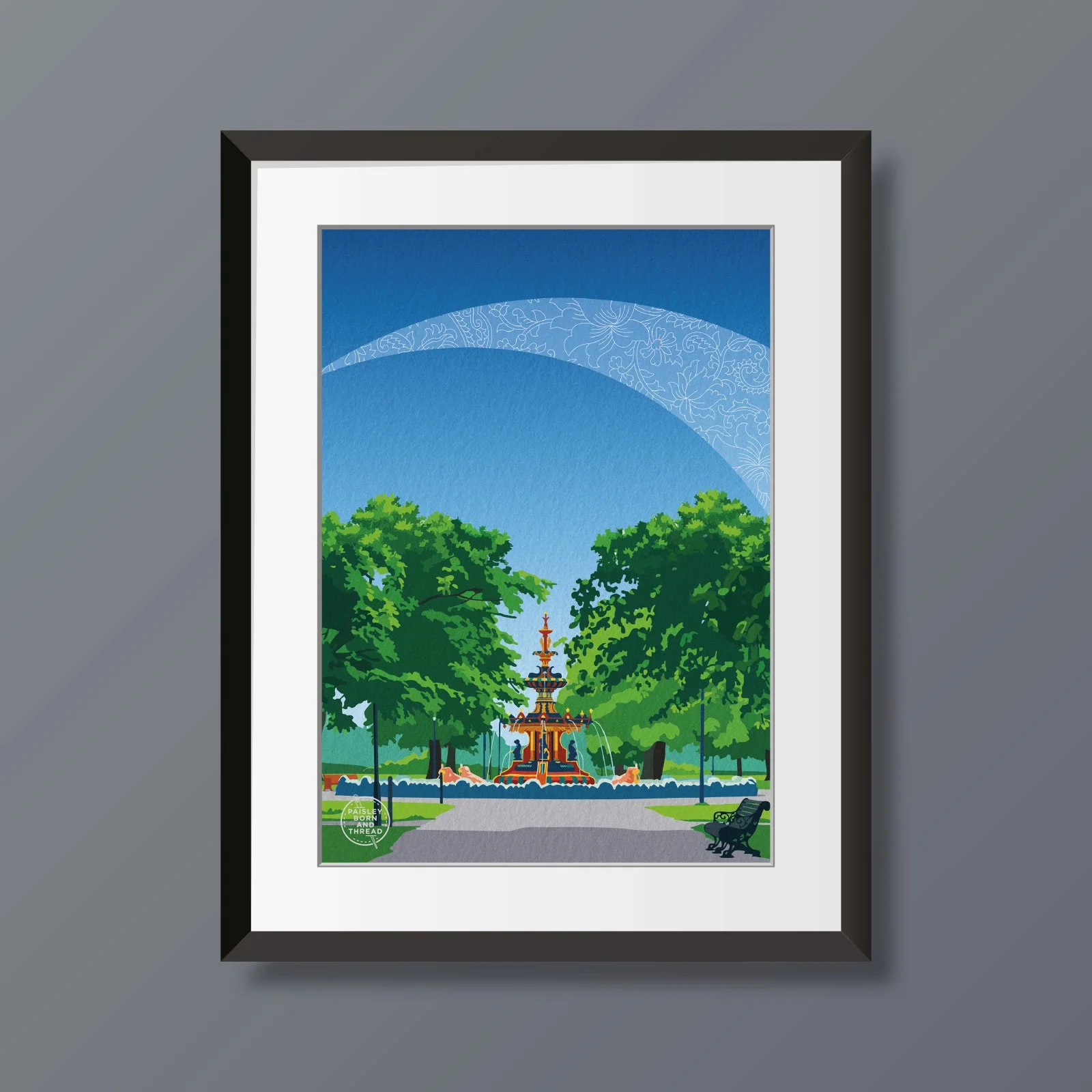 Fountain Gardens (Retro Travel Poster Style)