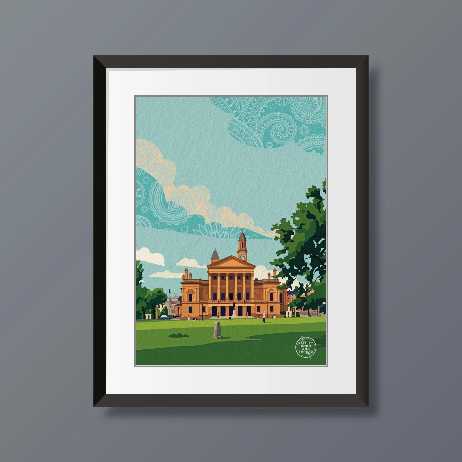 Paisley Town Hall (Retro Travel Poster Style)