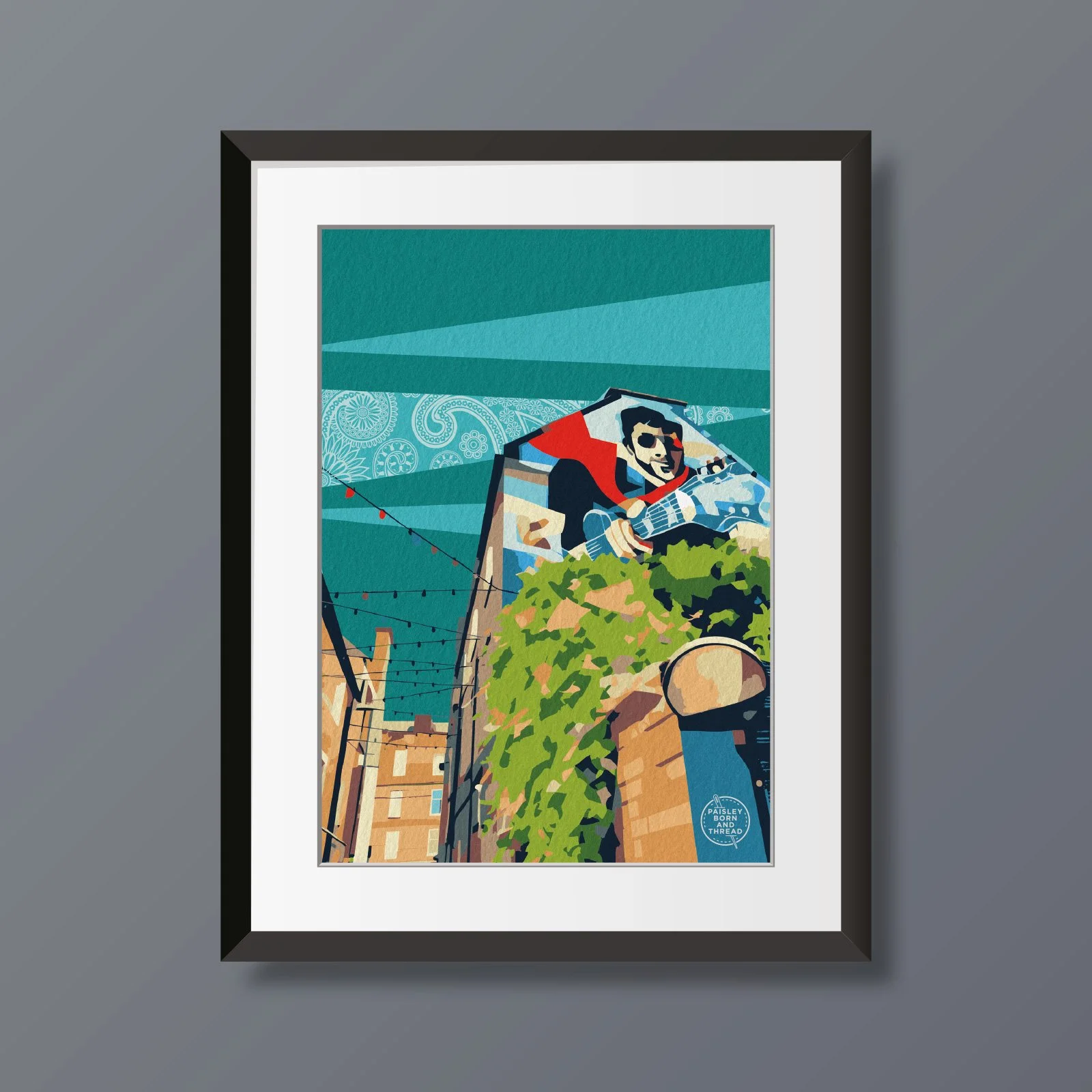 Browns Lane - Gerry Rafferty Mural (Retro Travel Poster Style)