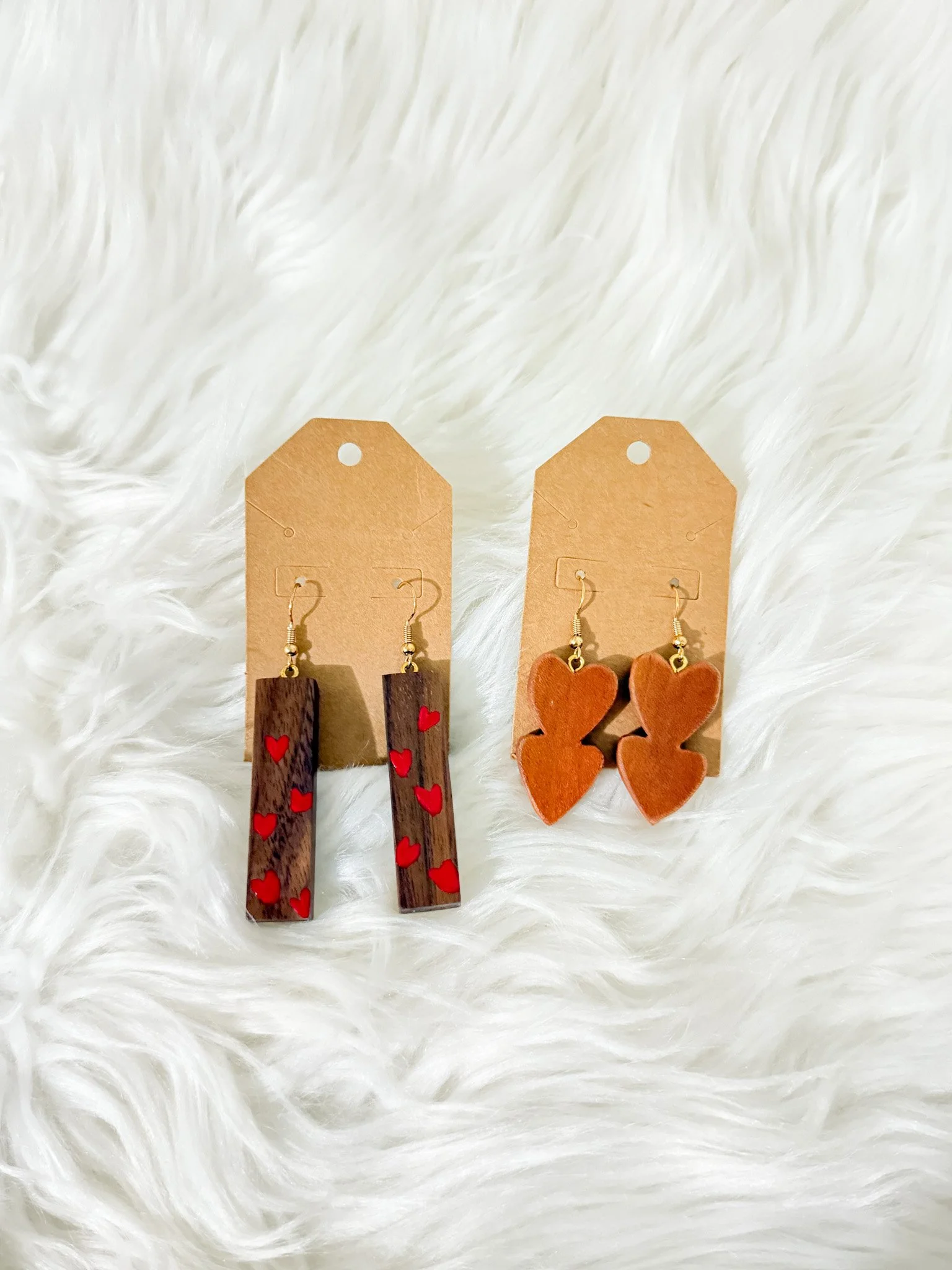 Handcrafted Heart Wooden Earrings