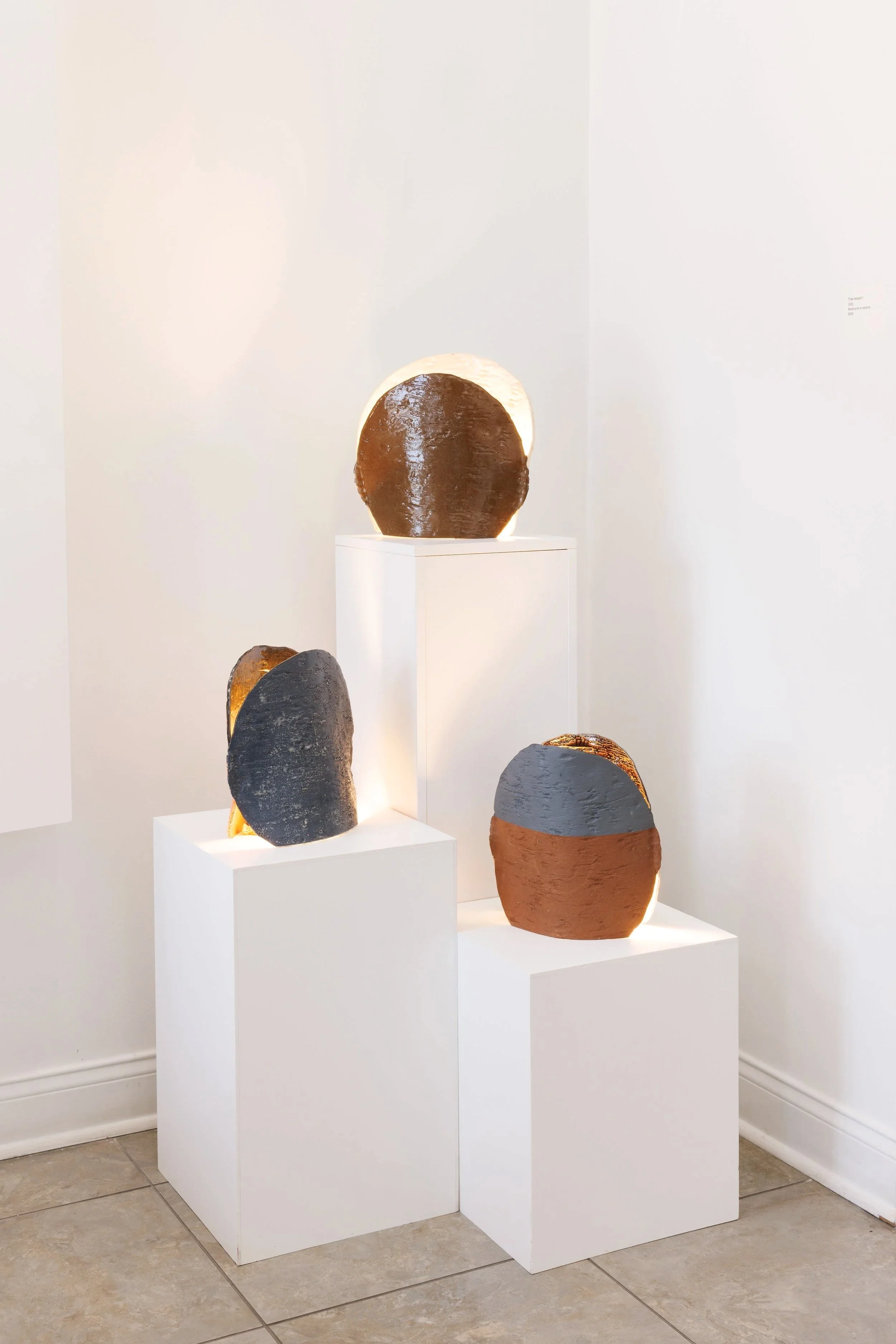 Tree vessels 
Relief print in ceramic 
14” W x 12” H x 4” D (each, approx.) 
2026