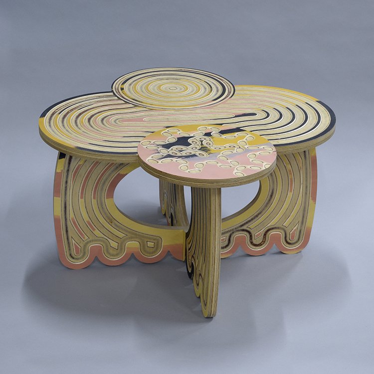 Radial table, 32” x 32” x 18”, 2020
