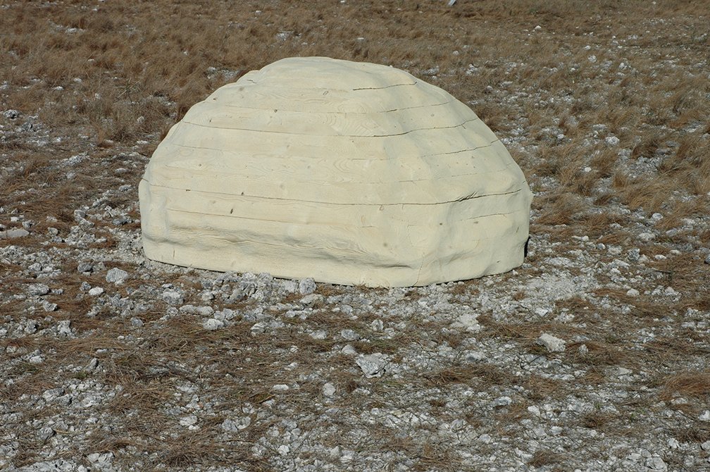 Boulder, 2007. This boulder indexes its surrounding environment, allowing elemental forces to decide the identity of the boulder through growth and decay. Over time, the simulated will become more and more corrupted by the natural, until the boulder