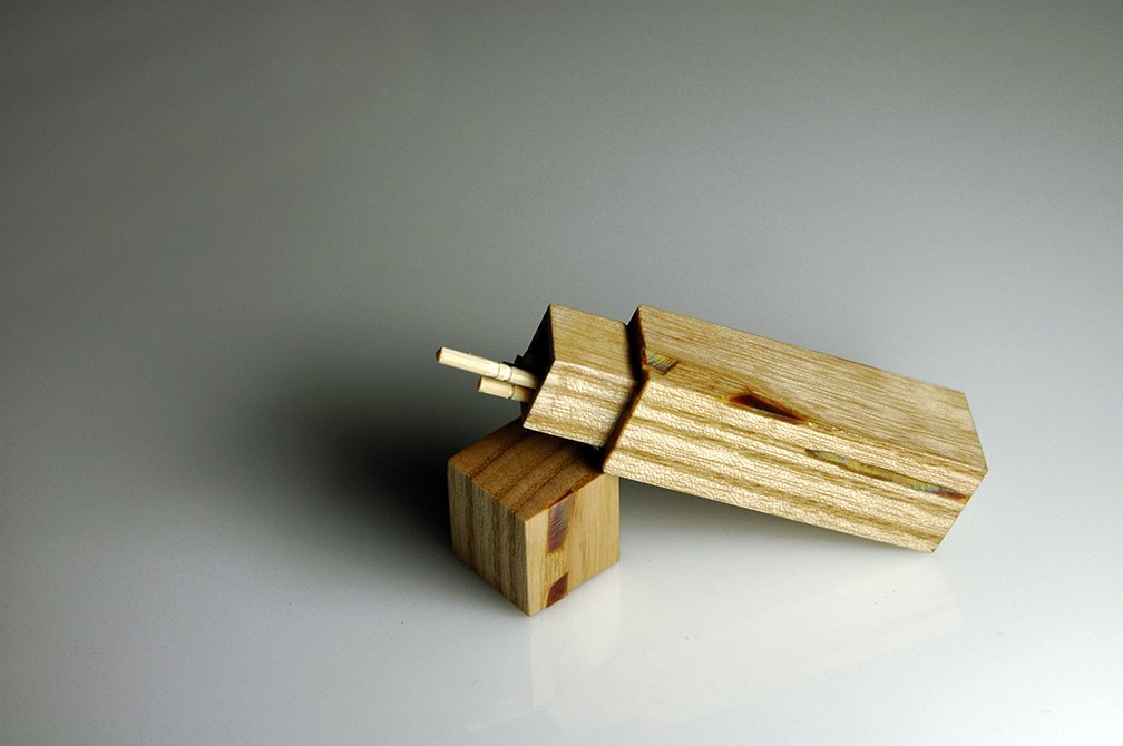 Toothpick holder - ash with clam ligament inlay