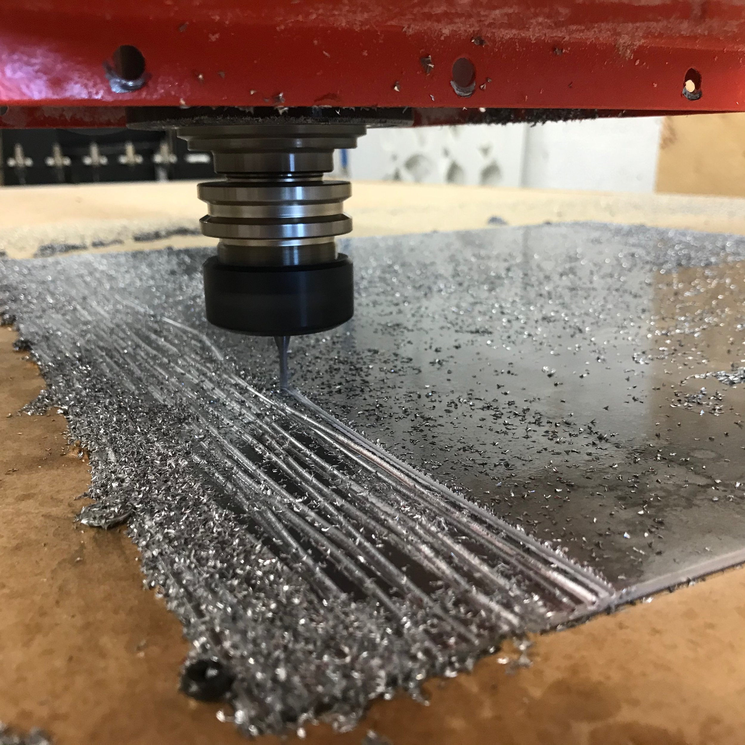 CNC routed aluminum panel forms for applied metal finishes