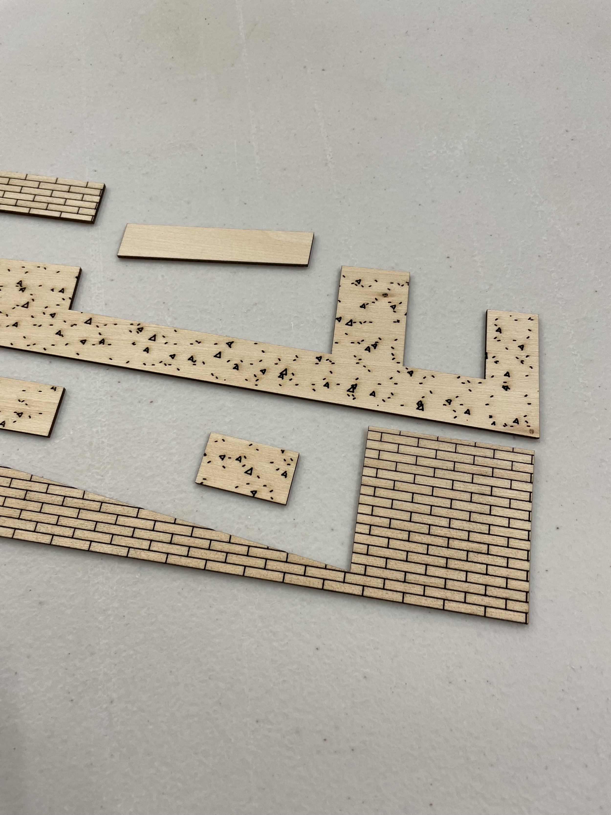 Lasercut basswood parts for architectural model
