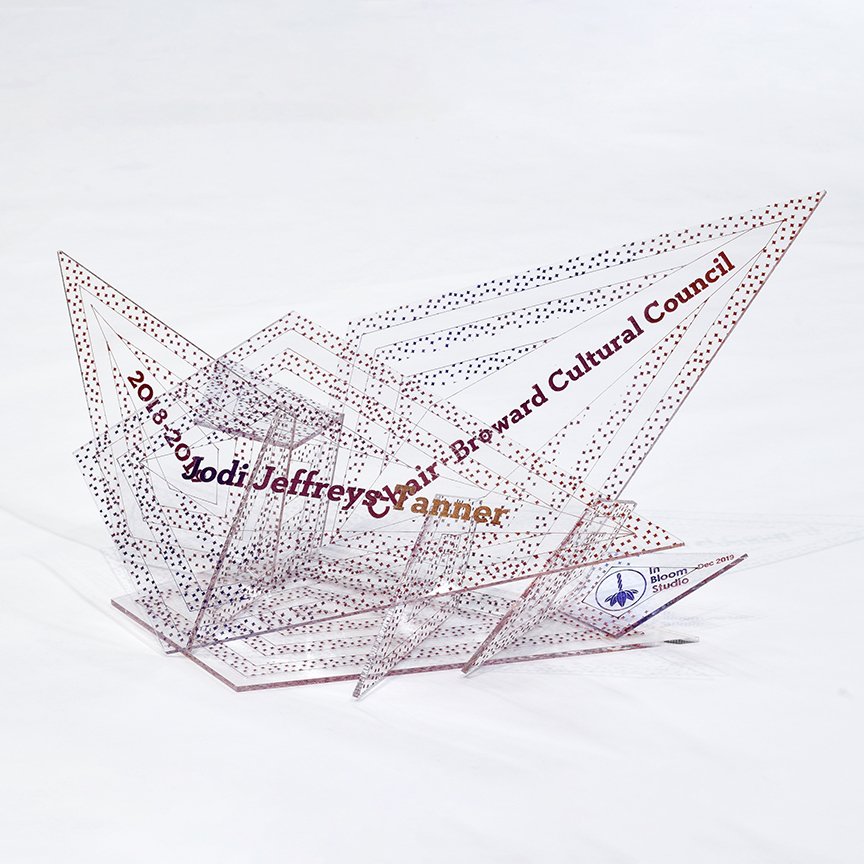 Laser etched and hand painted acrylic award