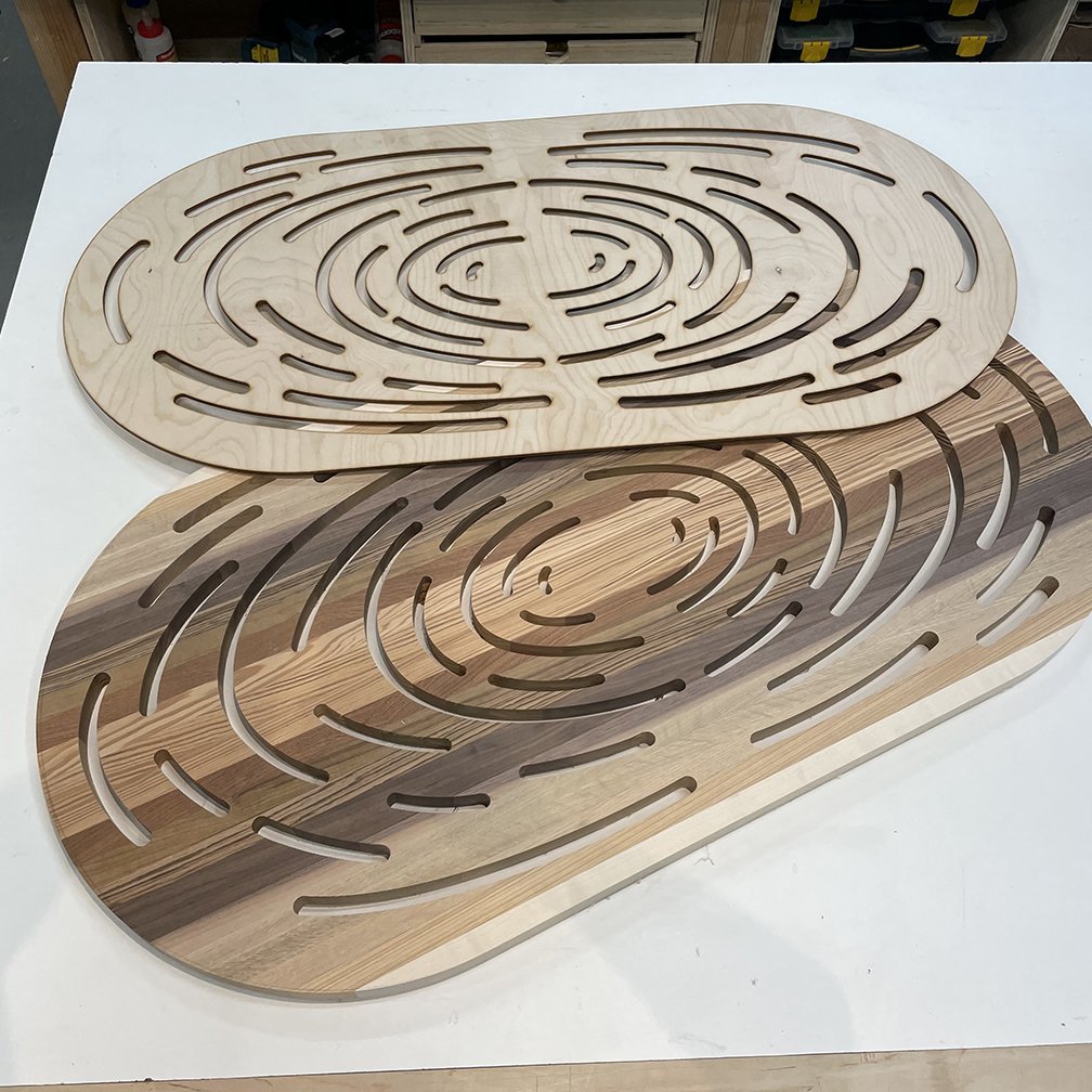 CNC-routed table top and template for Michelle Miller