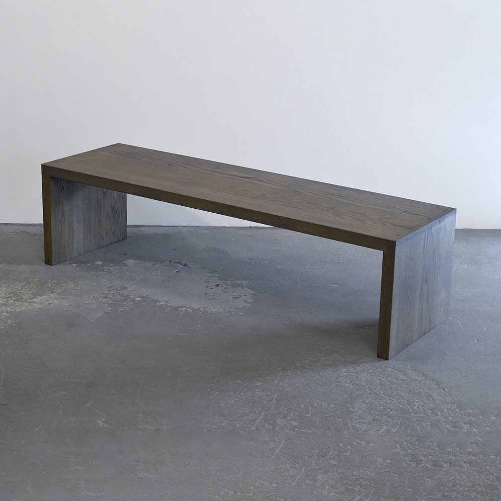 5' white oak bench. Wood joints only, no hardware. Blackened and oiled