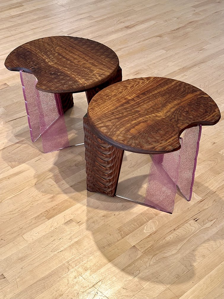 Shimmer stools, 22” W x 20” D x 17.5” H (each), 2023