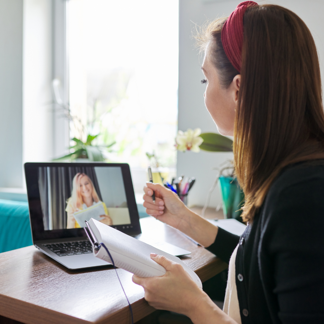 Danielle leading a virtual consult with a dietitian on email marketing and Canva
