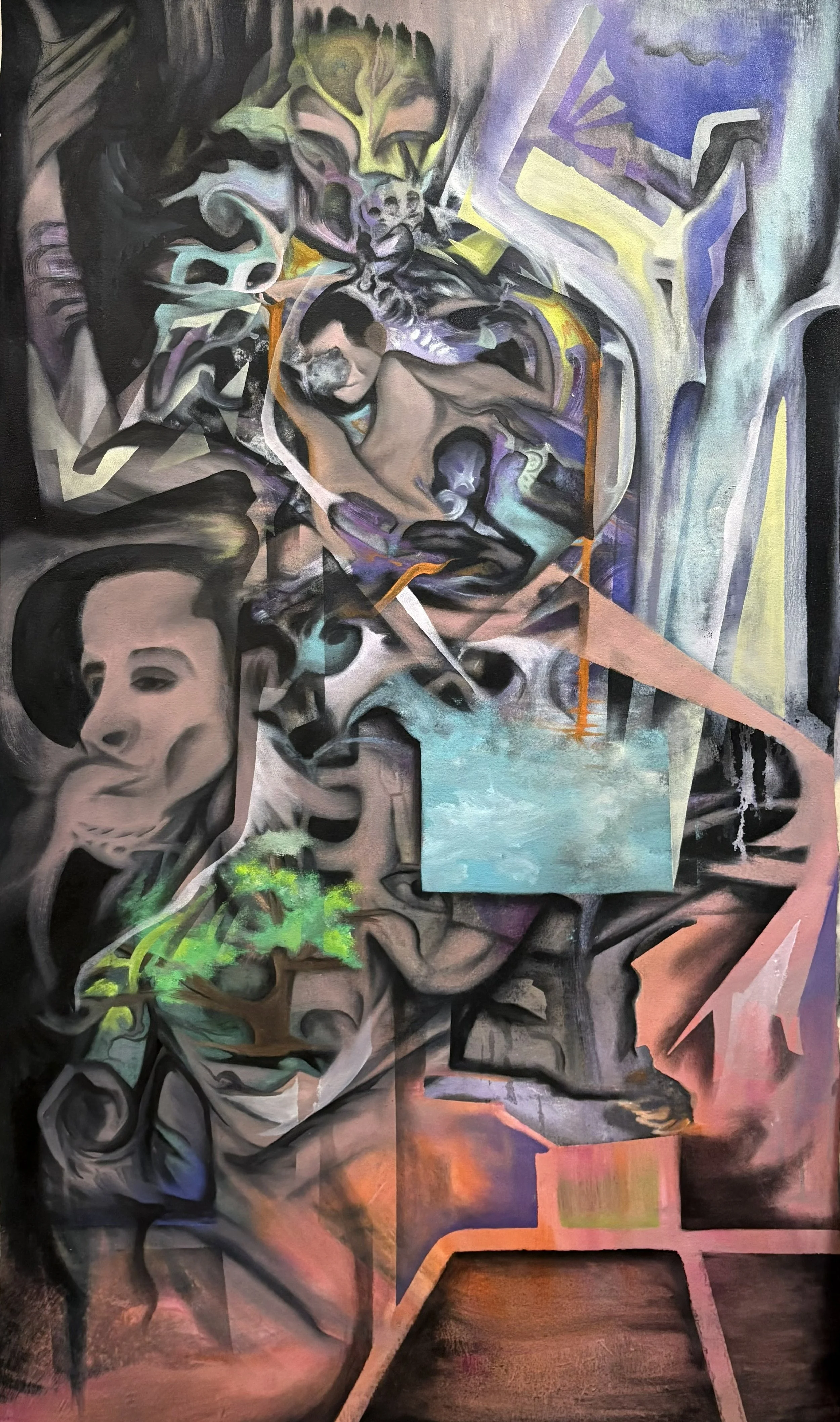 Title: Cognitive Dissonance  
Year: 2026 
Medium: oil on canvas 
Dimensions: 66”x42” 