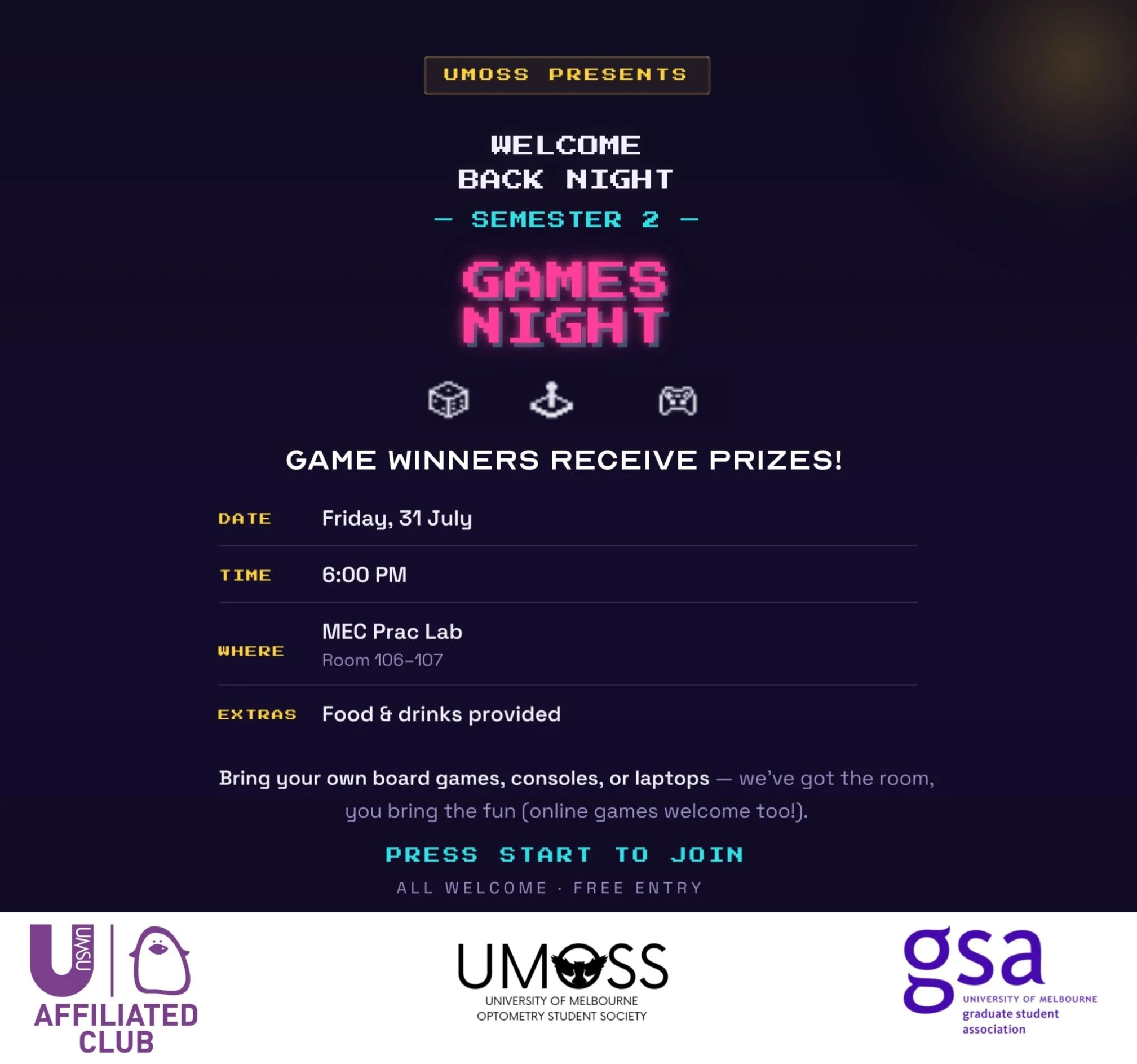 Welcome Back Night Semester 2: Games night