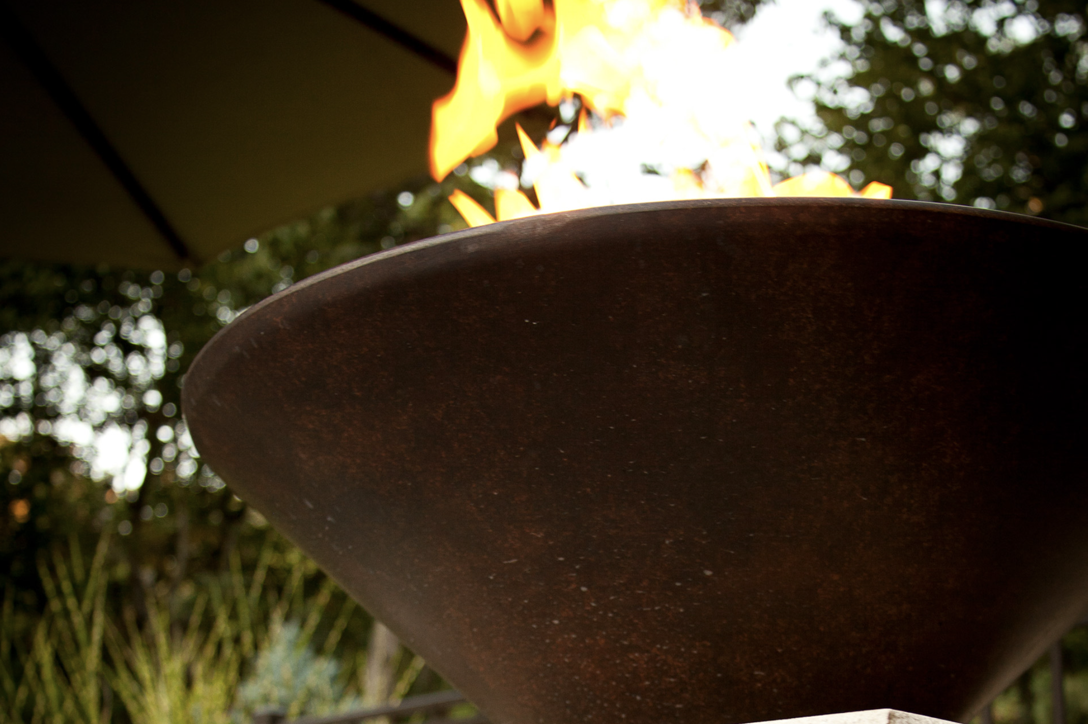 Close-up of a fire pit with flames