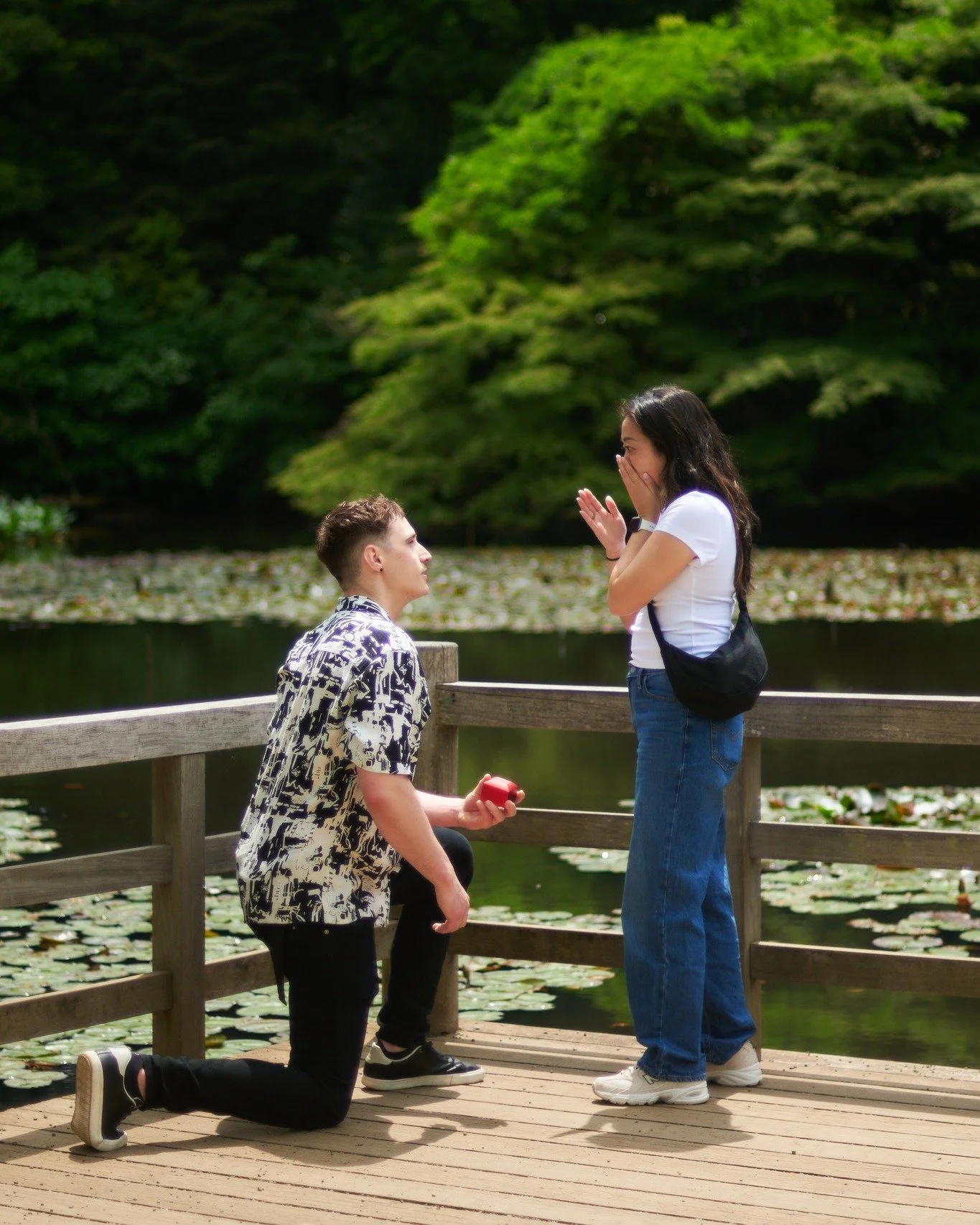 Perfect morning at Meiji Jingu for a surprise engagement! Despite a forecast of rain the sun broke through at the perfect time and gave us a good hour of shooting, with particularly great light during the proposal!

 #tokyoportrait #japanengagement #