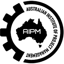 The logo of the Australian Institute of Project Management, featuring a gear and the outline of Australia with the acronym AIPM in the center.