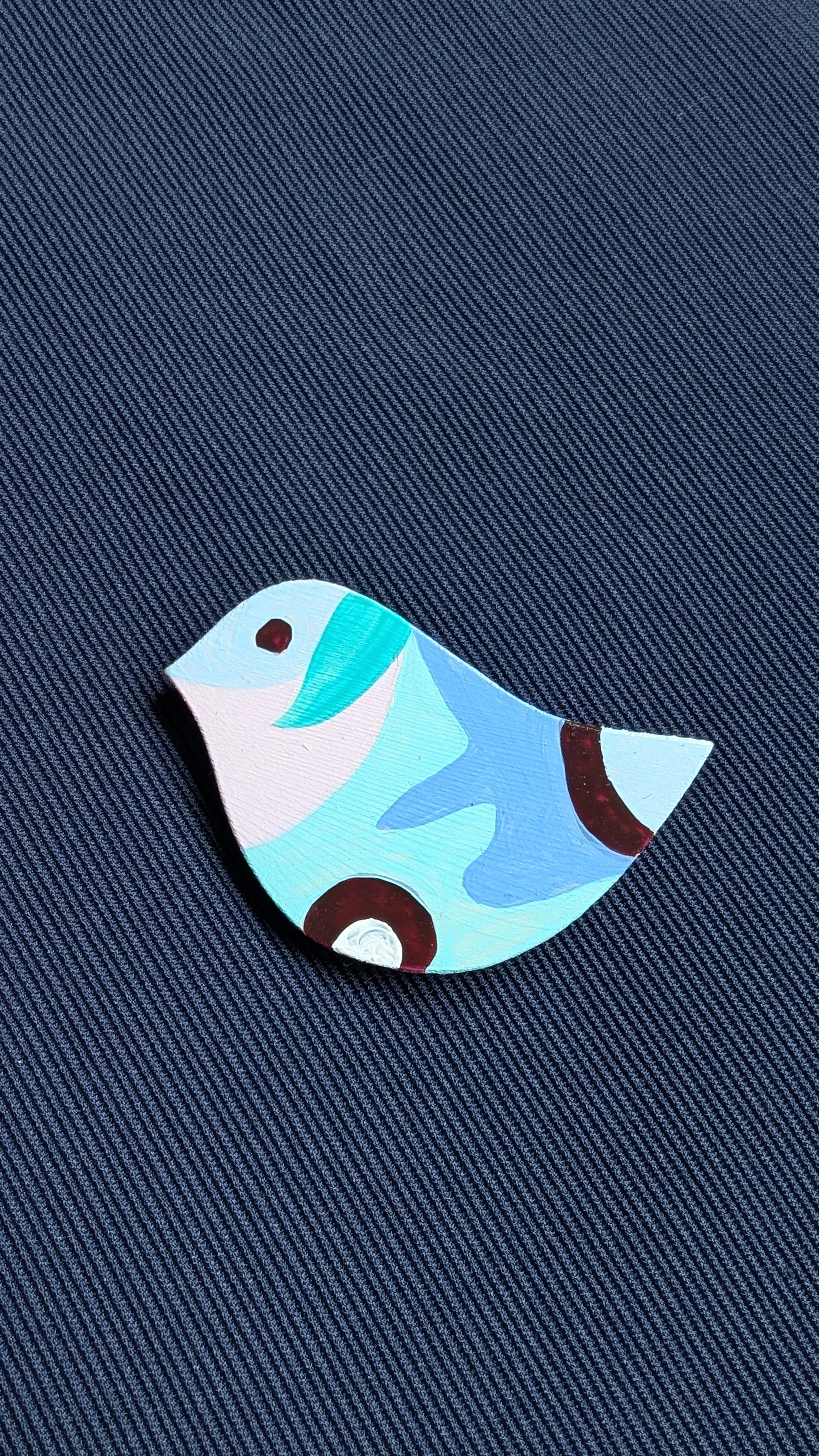 Pastel Fairy-wren Huon Pine Brooch