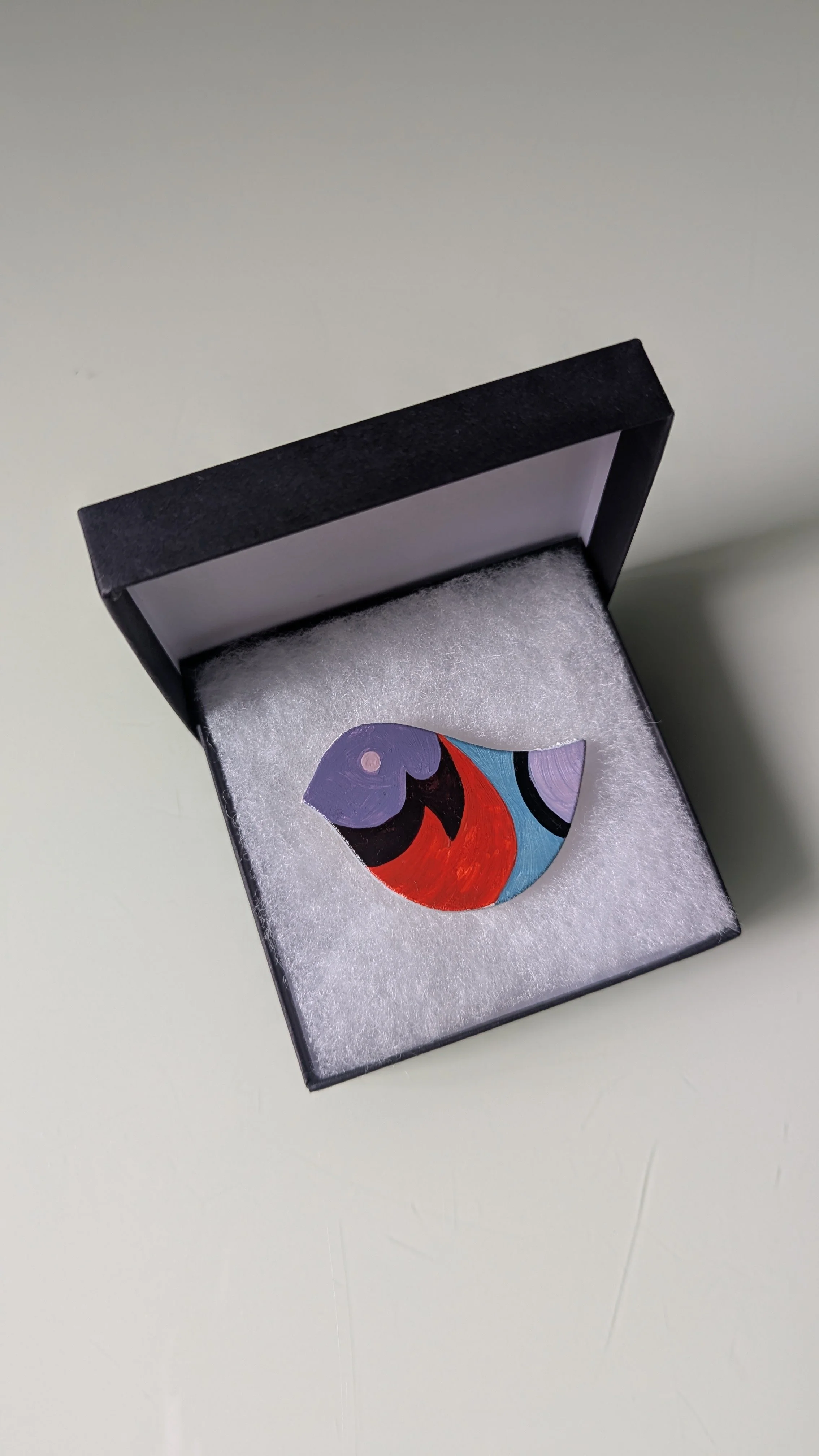 Blush Robin Huon Pine Brooch
