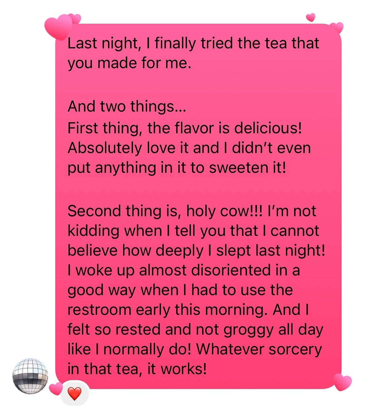 Still beaming after getting this message from a sweet client a couple days ago 💗 I cannot wait to make YOU an organic custom tea! ✨☕️🫖✨ I&rsquo;m here at the shop 10-3 this Wednesday thru Saturday. I hope you&rsquo;ll stop by for a visit or reach o