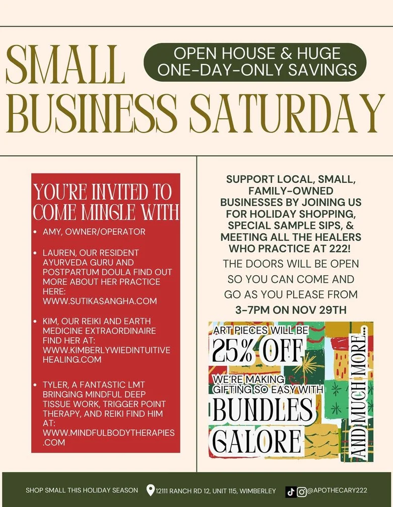 Small Business Saturday open house and savings event!