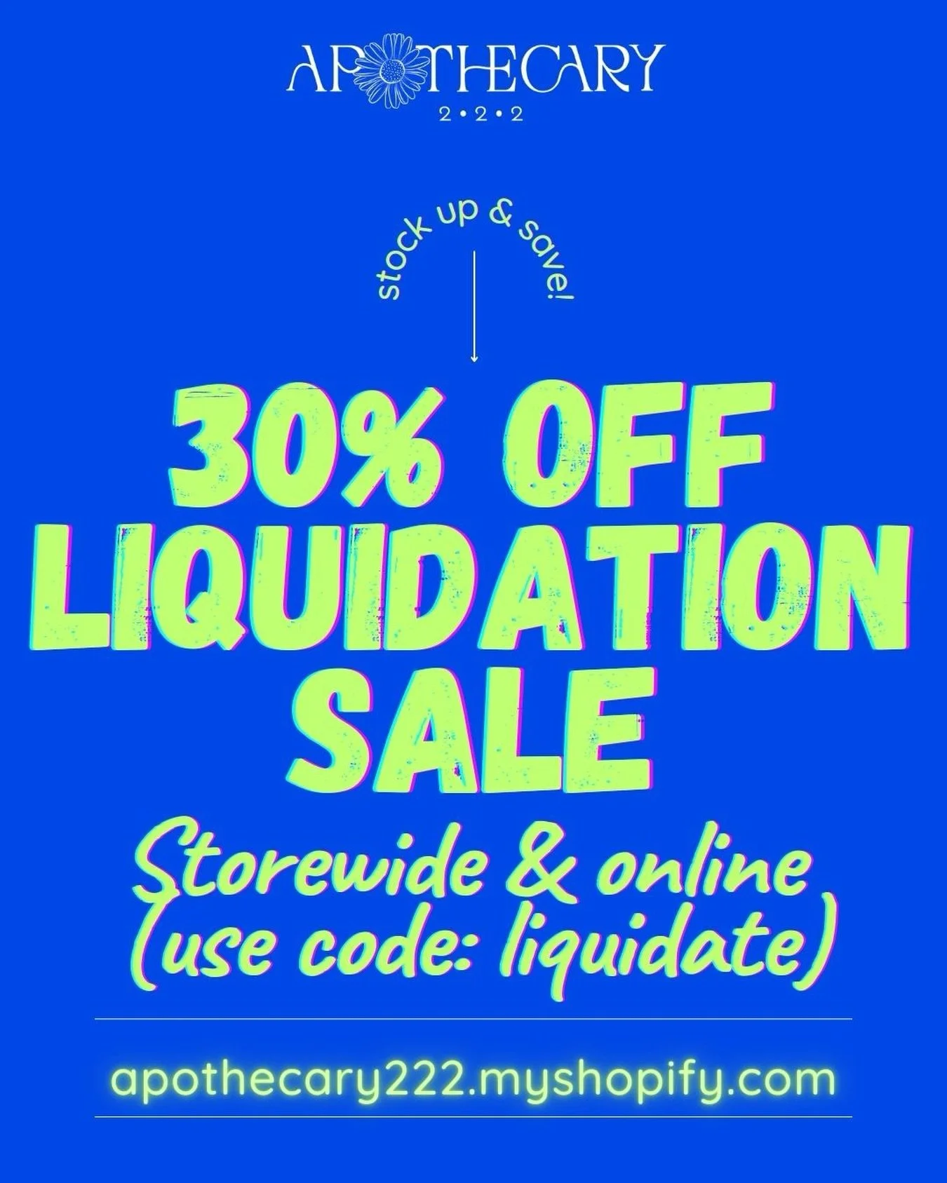 I&rsquo;m open today, tomorrow, and Thursday from 10-3 and then the storefront will be gone forever!

This is it y&rsquo;all! Come out and buy the wellness tools you need for 30% off THIS WEEK ONLY! 

It&rsquo;s warm inside the shop and, as always, f