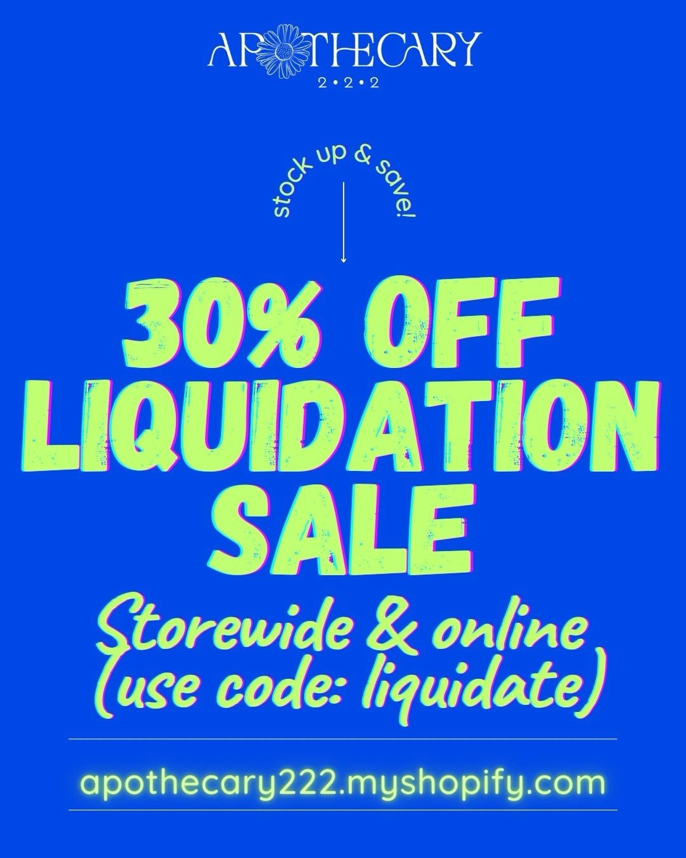 I&rsquo;m open today, tomorrow, and Thursday from 10-3 and then the storefront will be gone forever!

This is it y&rsquo;all! Come out and buy the wellness tools you need for 30% off THIS WEEK ONLY! 

It&rsquo;s warm inside the shop and, as always, f