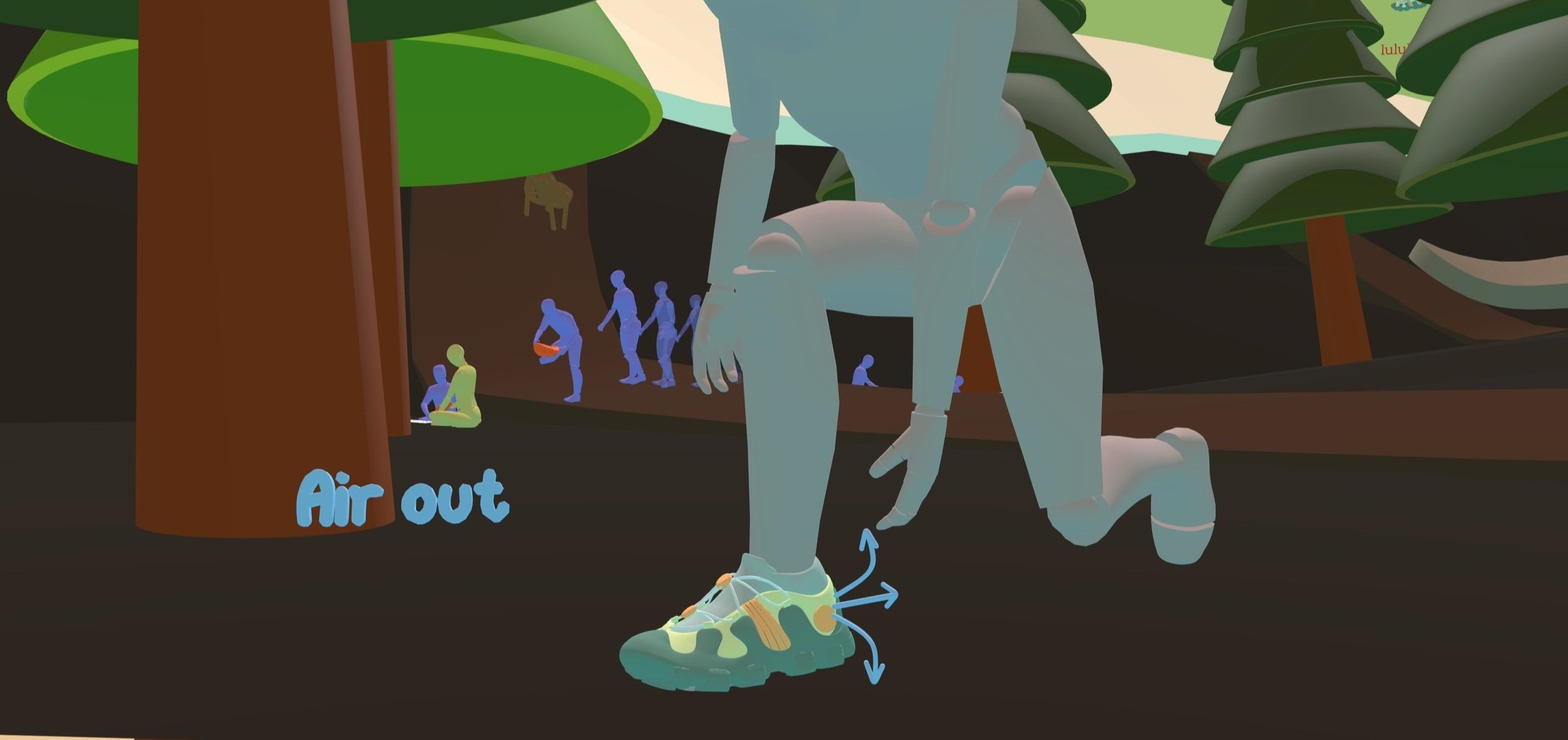 There's a special air pocket like frog‘s air sac under the shoe that I can pump up with air.