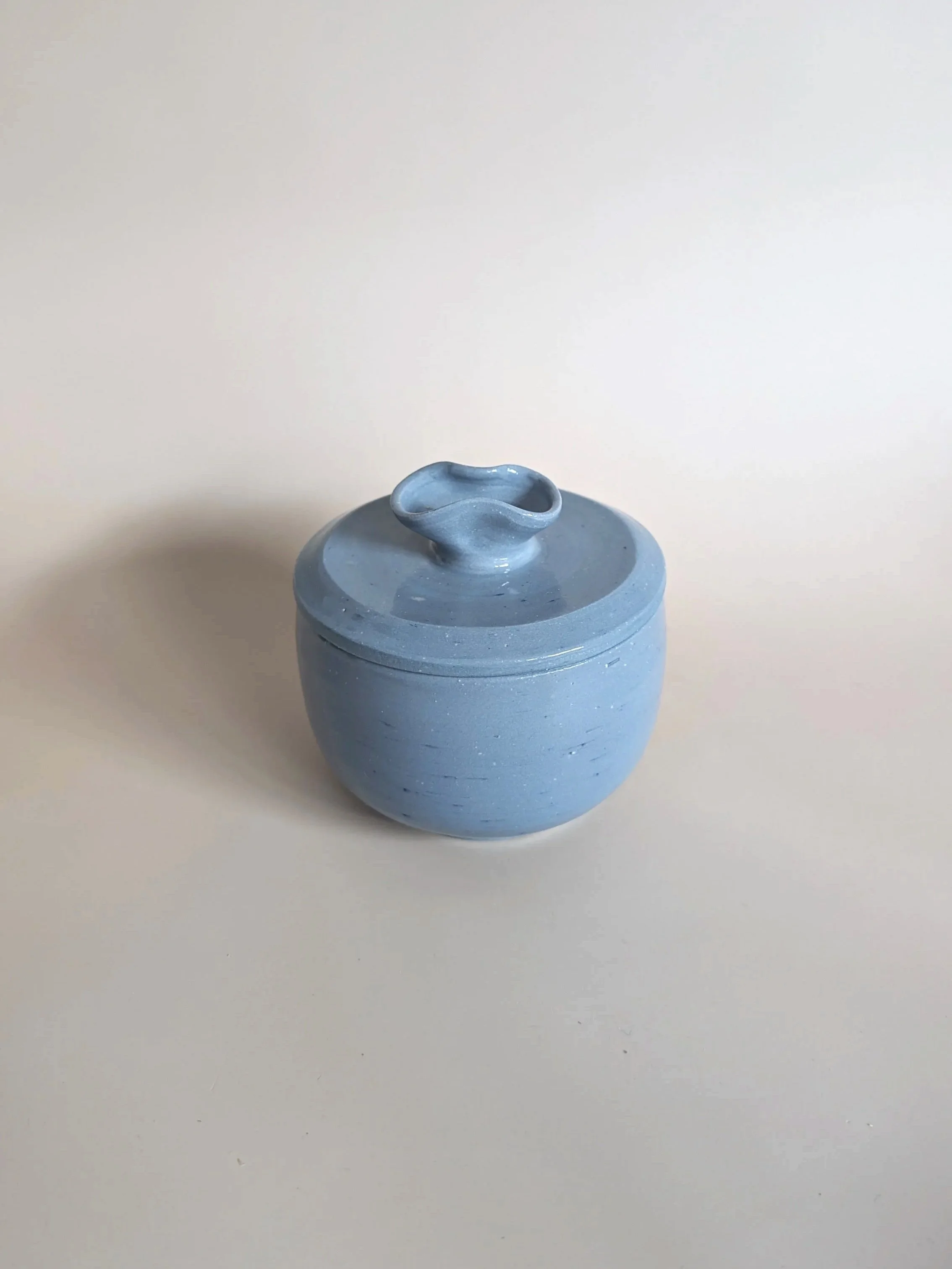 Blue clay Jar with lid