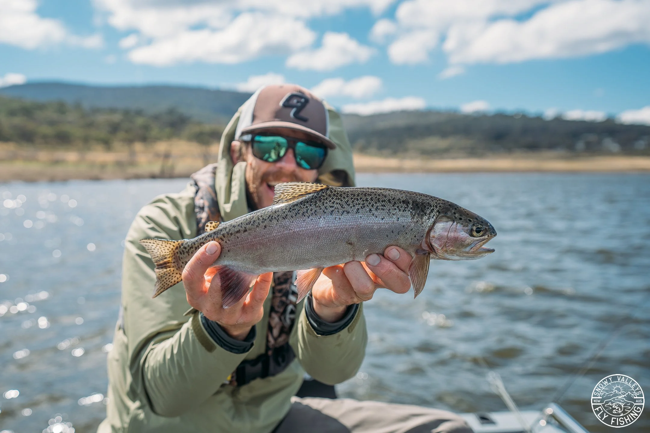 Jimmy with a quality Lake Eucumbene Rainbow Trout.