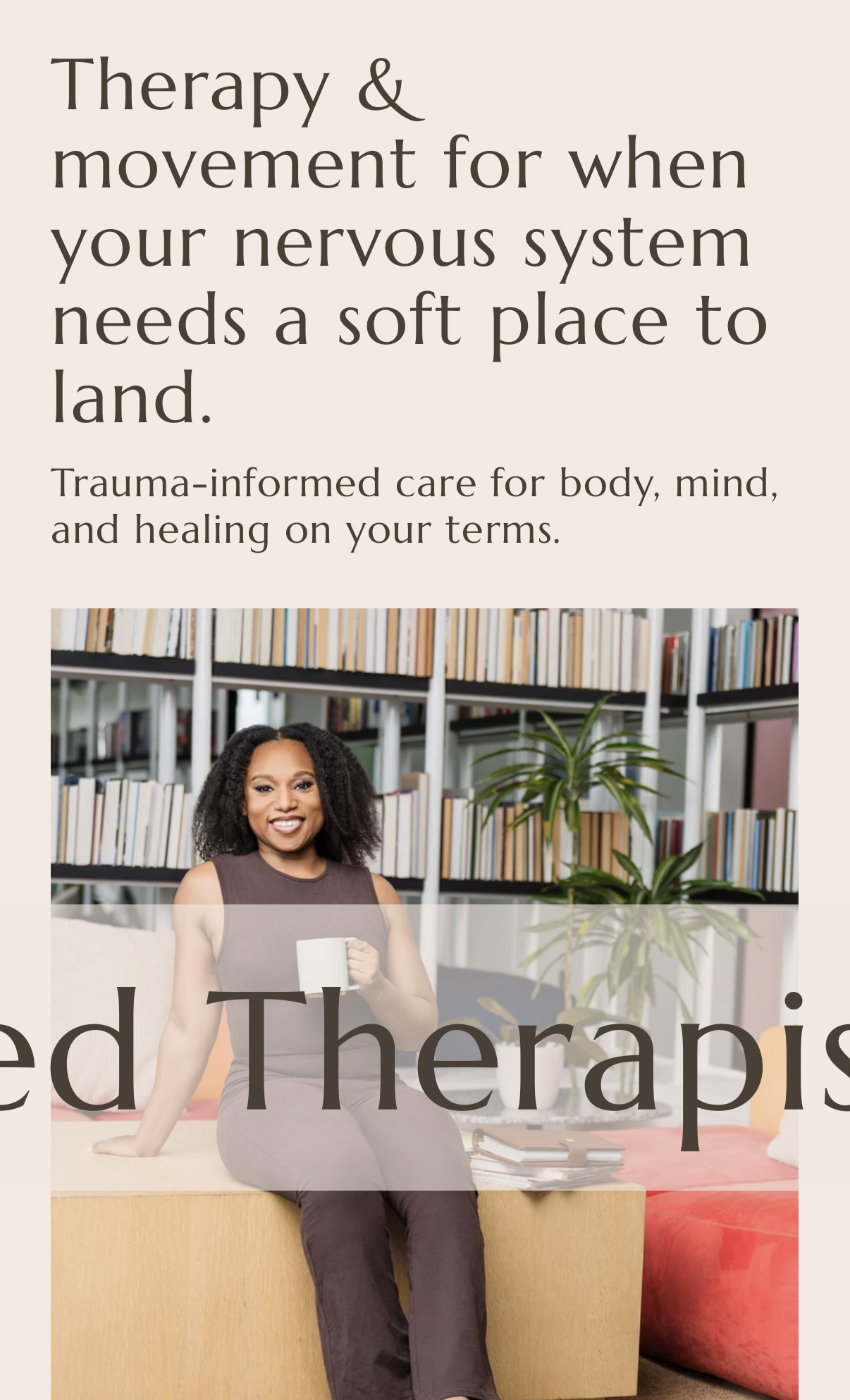 Homepage screenshot of The Unbothered Therapist, a therapy practice for Black women navigating burnout, self-worth, and life transitions