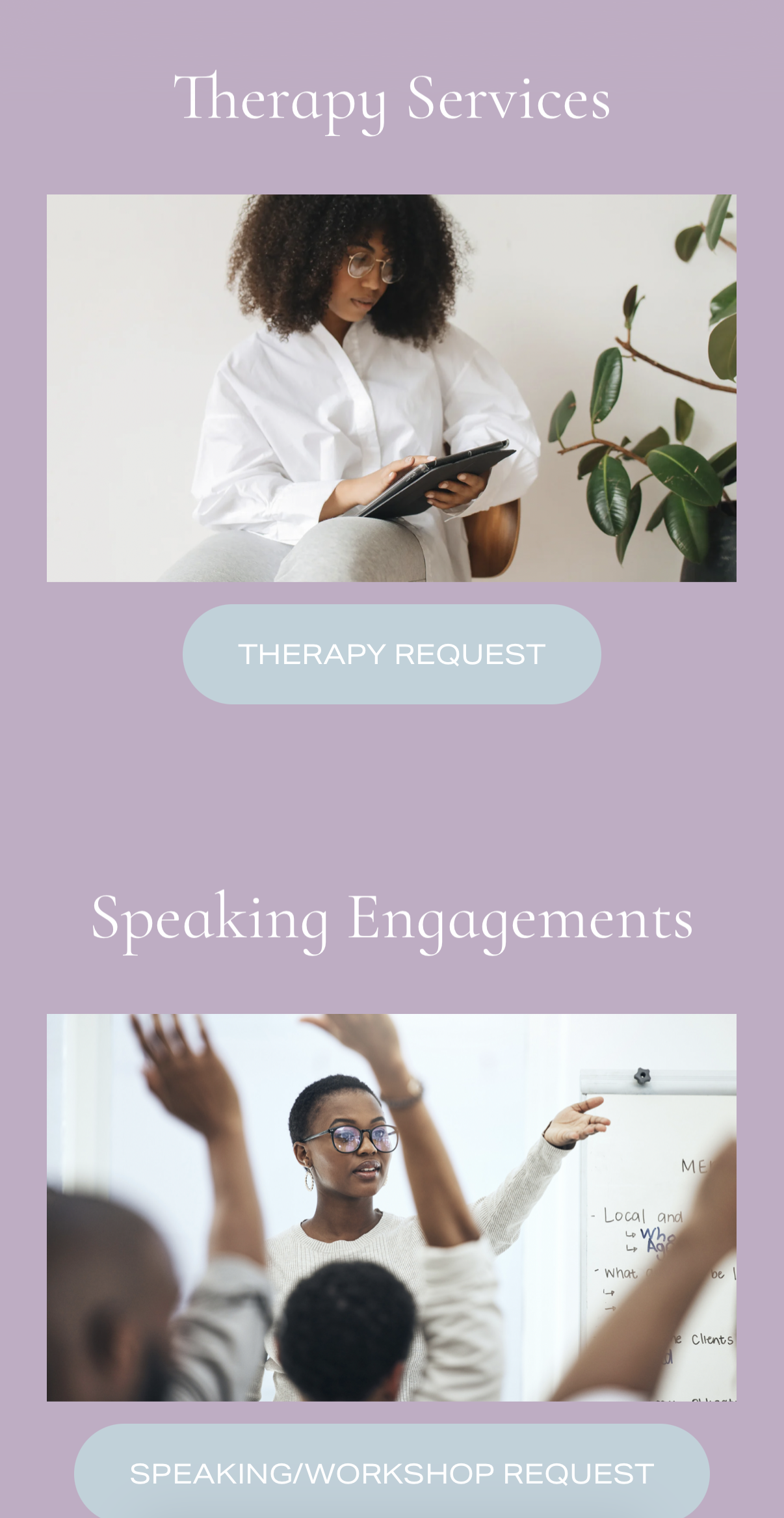 Homepage screenshot of Healing Through Melody Wellness, a therapy practice for Black women focused on healing and self-acceptance