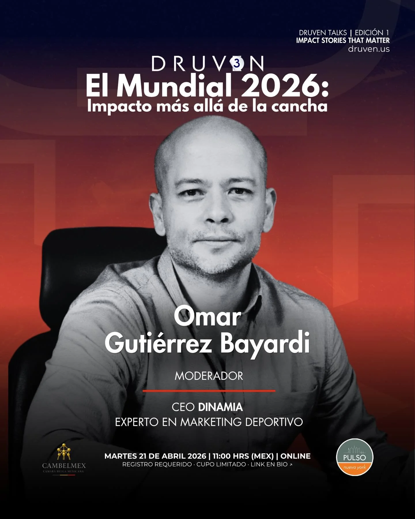 ⚽🏆 𝗗𝗥𝗨𝗩𝗘𝗡 𝗧𝗮𝗹𝗸𝘀 &ndash; 𝗘𝗱𝗶𝗰𝗶&oacute;𝗻 𝟬𝟭 El Mundial 2026: Impacto m&aacute;s all&aacute; de la cancha 🌎🇺🇸🇨🇦🇲🇽

Las mejores conversaciones las conducen los expertos en el tema.

Finalmente presentamos a nuestro moderador: @