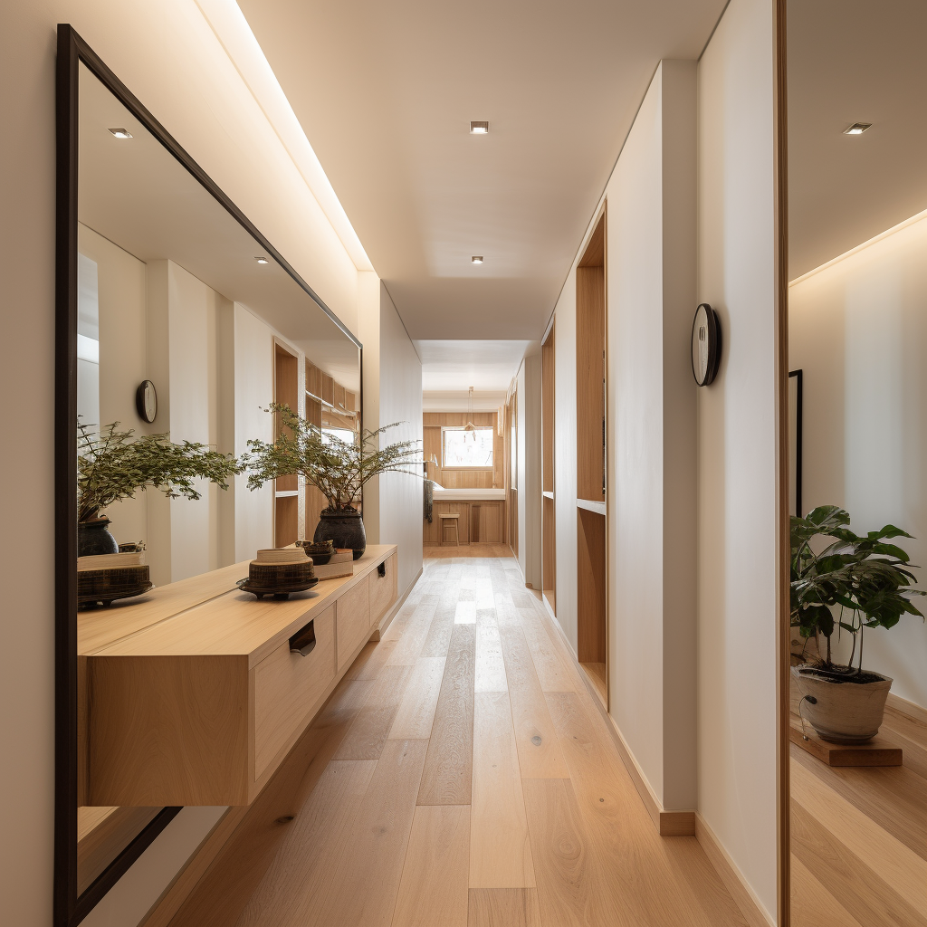 Interior design solutions for a long narrow hall