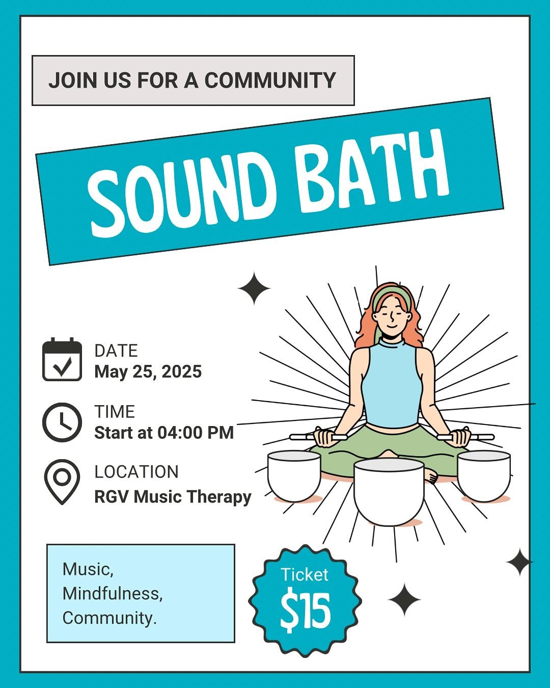 Join us for a rejuvenating community sound bath with the harmonious vibrations of crystal singing bowls. This immersive experience is designed to help you release stress, balance your energy, &amp; connect with like-minded individuals in a serene env