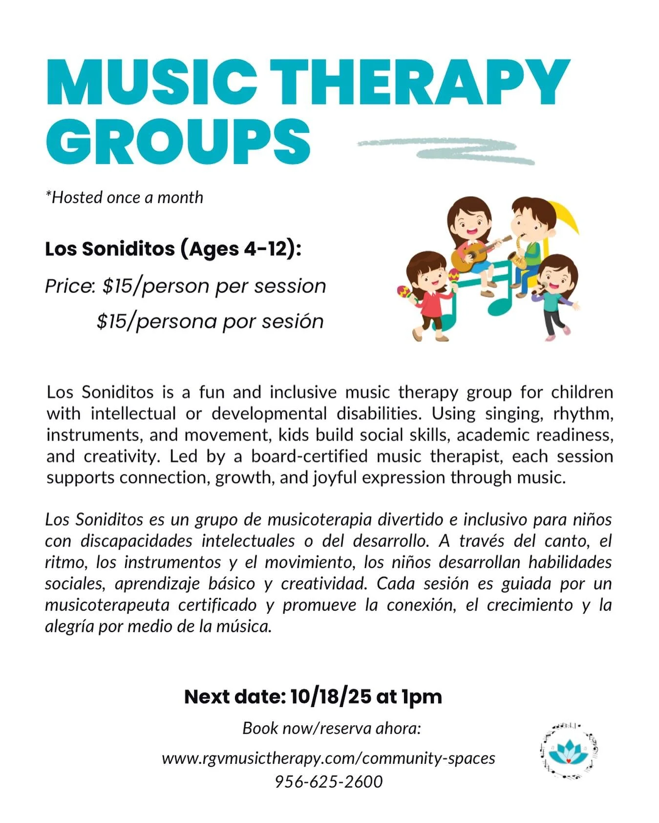 📣Reminder: Our monthly Los Soniditos music therapy group meets tomorrow at 1 PM!

Join us for a supportive, creative, and healing space through music. 🩵

📍 More info: rgvmusictherapy.com/community-spaces

#musictherapy #musictherapist #music #musi