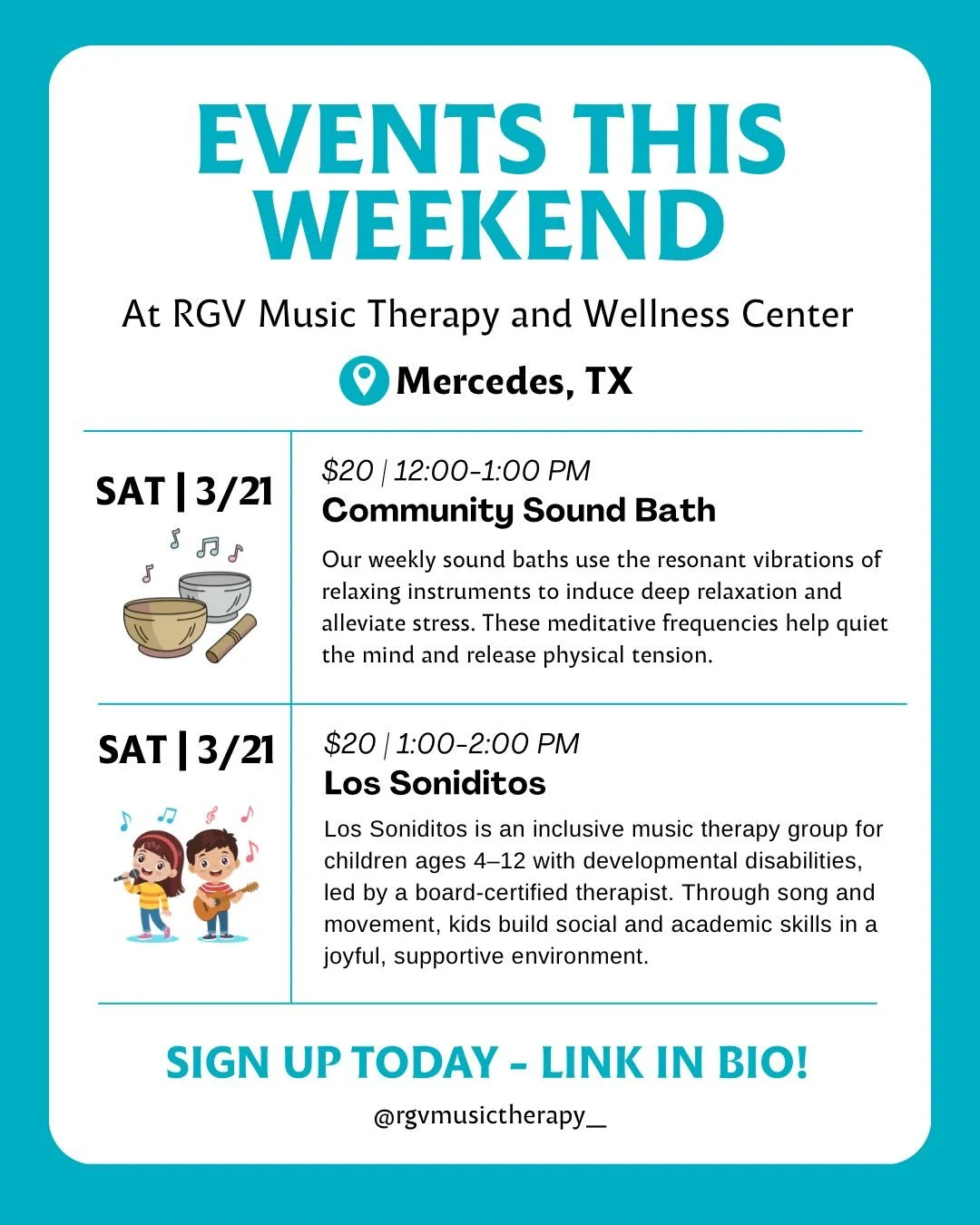 Join us this Saturday for two welcoming community spaces designed to connect, relax, and express through music 🎶

✨ 12&ndash;1 PM: Community Sound Bath
Unwind and reset with an immersive sound experience to support relaxation and mindfulness.

🌈 1&