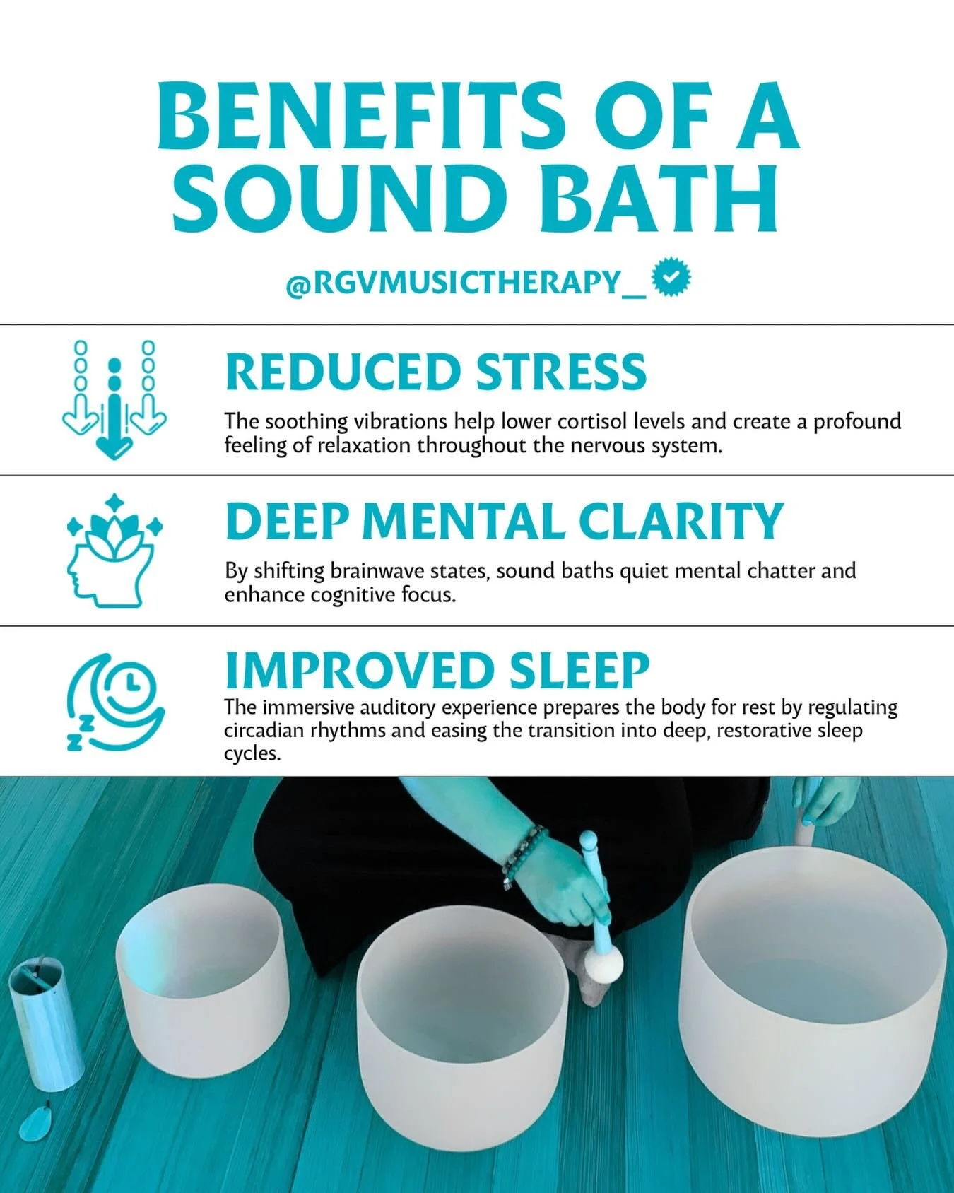 Sound baths are a therapeutic experience that use instruments like singing bowls, gongs, and chimes to create immersive vibrations that promote deep relaxation and stress relief ✨

The layered frequencies can help regulate the nervous system, guiding