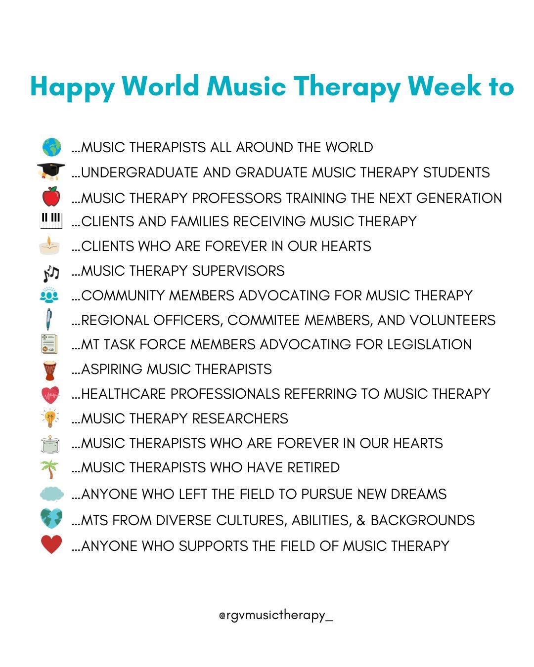 Happy World Music Therapy Week❤️🎶🙌🏻🌎

#worldmusictherapyweek #musictherapy #musictherapist #musictherapists #rgv