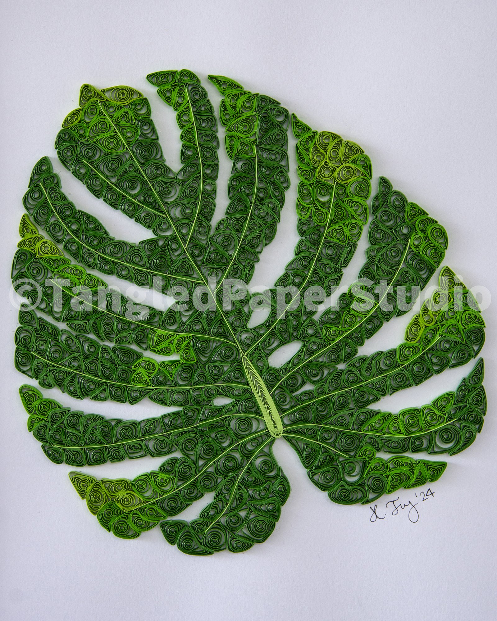 Monstera Leaf | Framed Paper Quilling | 8x10 | $120