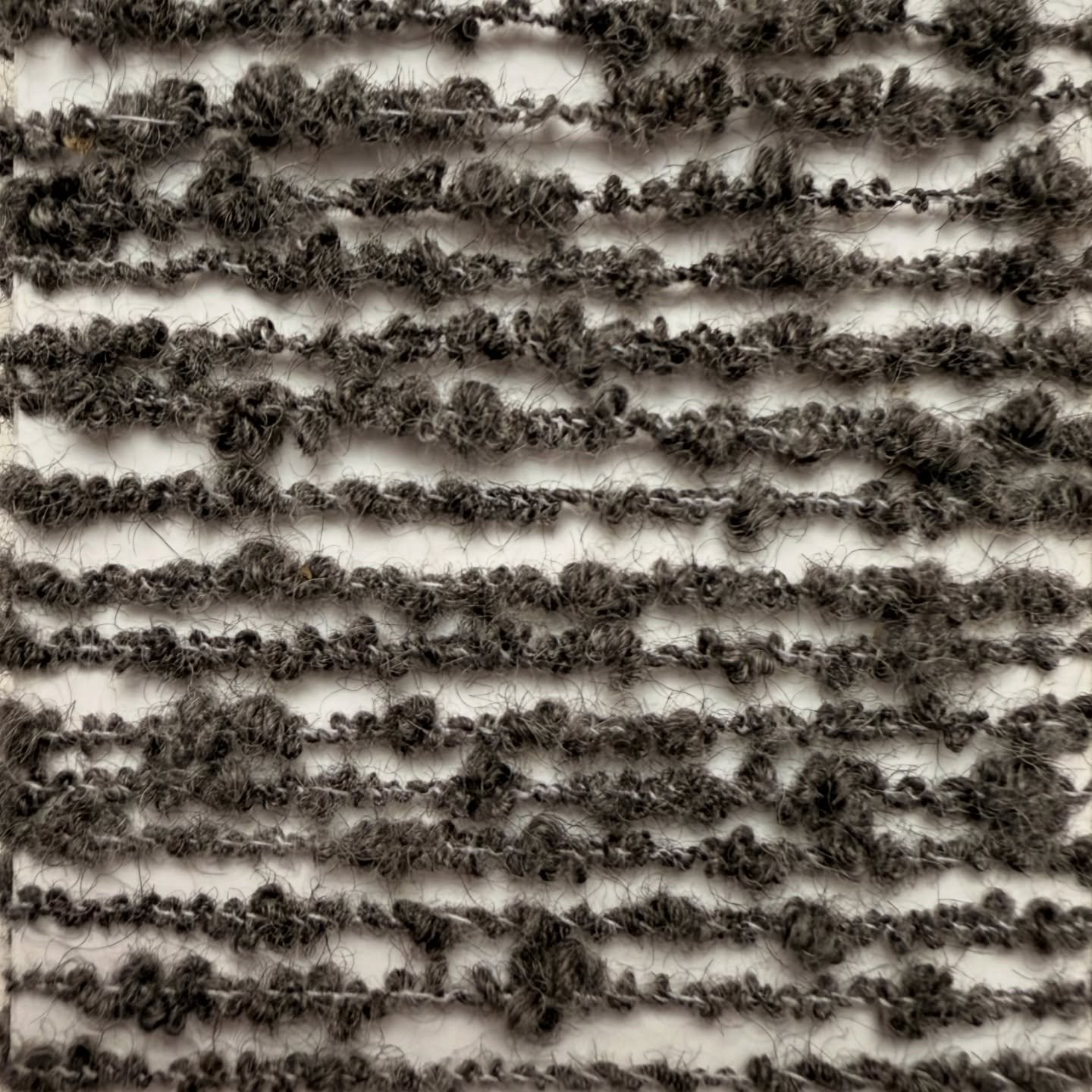 My very first hand spun wool boucl&egrave; yarn needed a square on the gram. 🤗 Thanks @rileykleve for the fun Playing with Plying class at the @weaversguildmn.