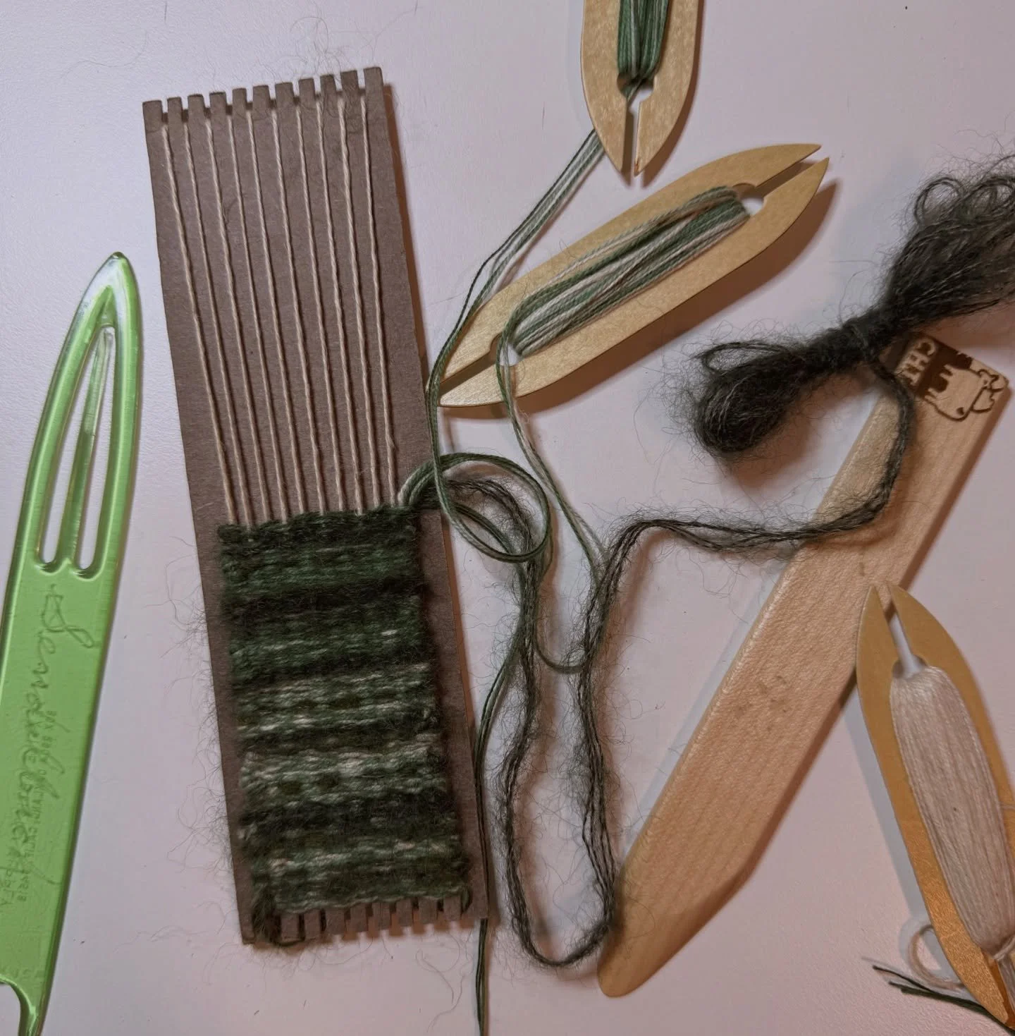 Color blending study in wool mohair, cotton and, linen.