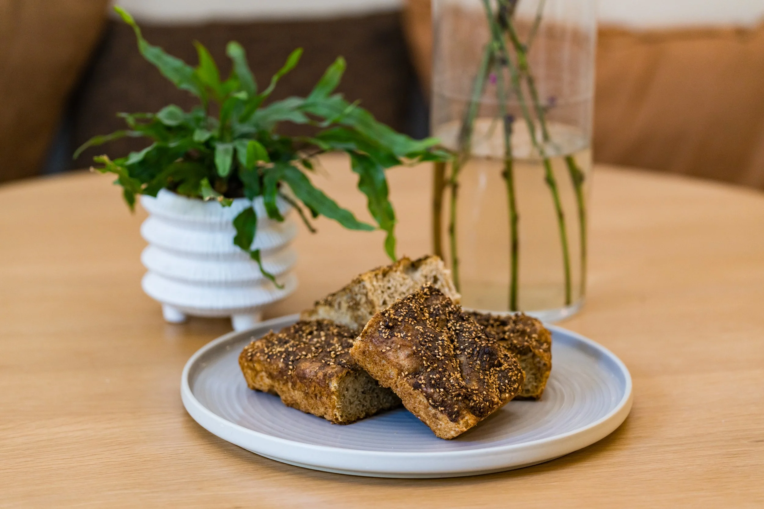 Zaatar Focaccia Bread with Pomegranate Drizzle