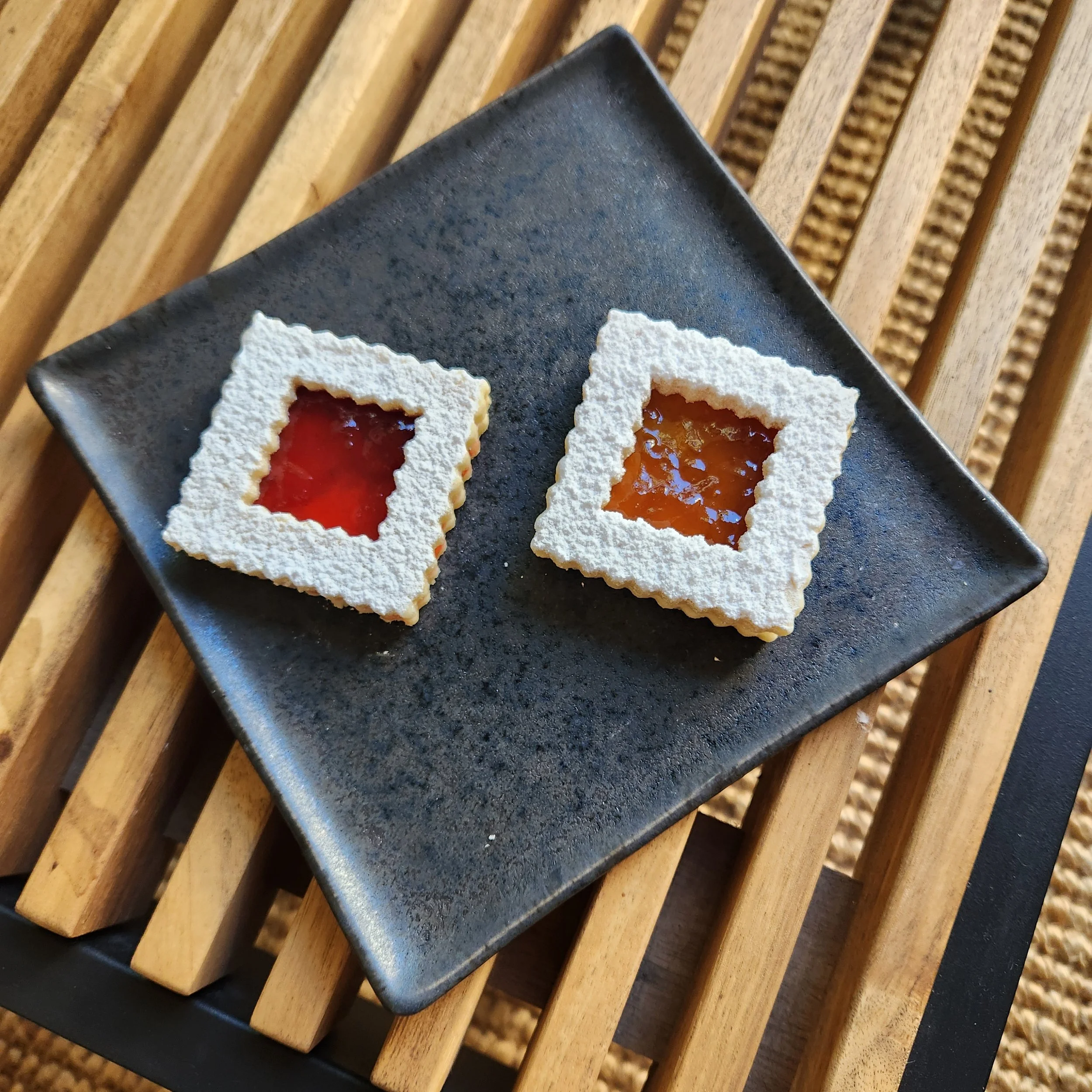 Rose petal and apricot jam linzer cookies