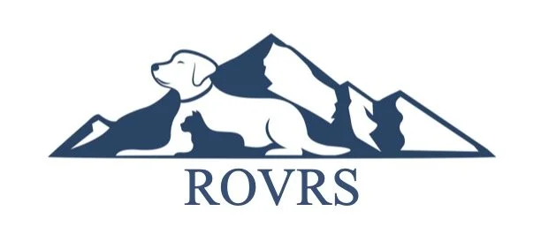 Logo featuring a mountain range, a dog silhouette, and the text 'ROVRS'.