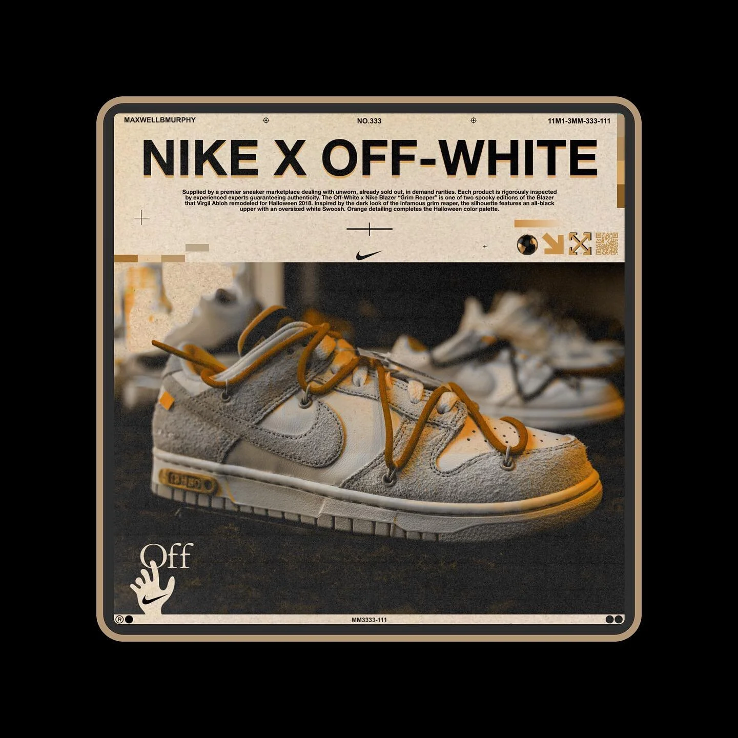Nike Dunk Low x Off-White. V2

 👟 

#explorepage #typography #typeinspiration #designforgood #typedesign #artoftheday #posteroftheday #graphicdesign #risograph #designfeed #type #riso #posterforthepeople #nike #nikeshoes #graphicdesigncentral #poste