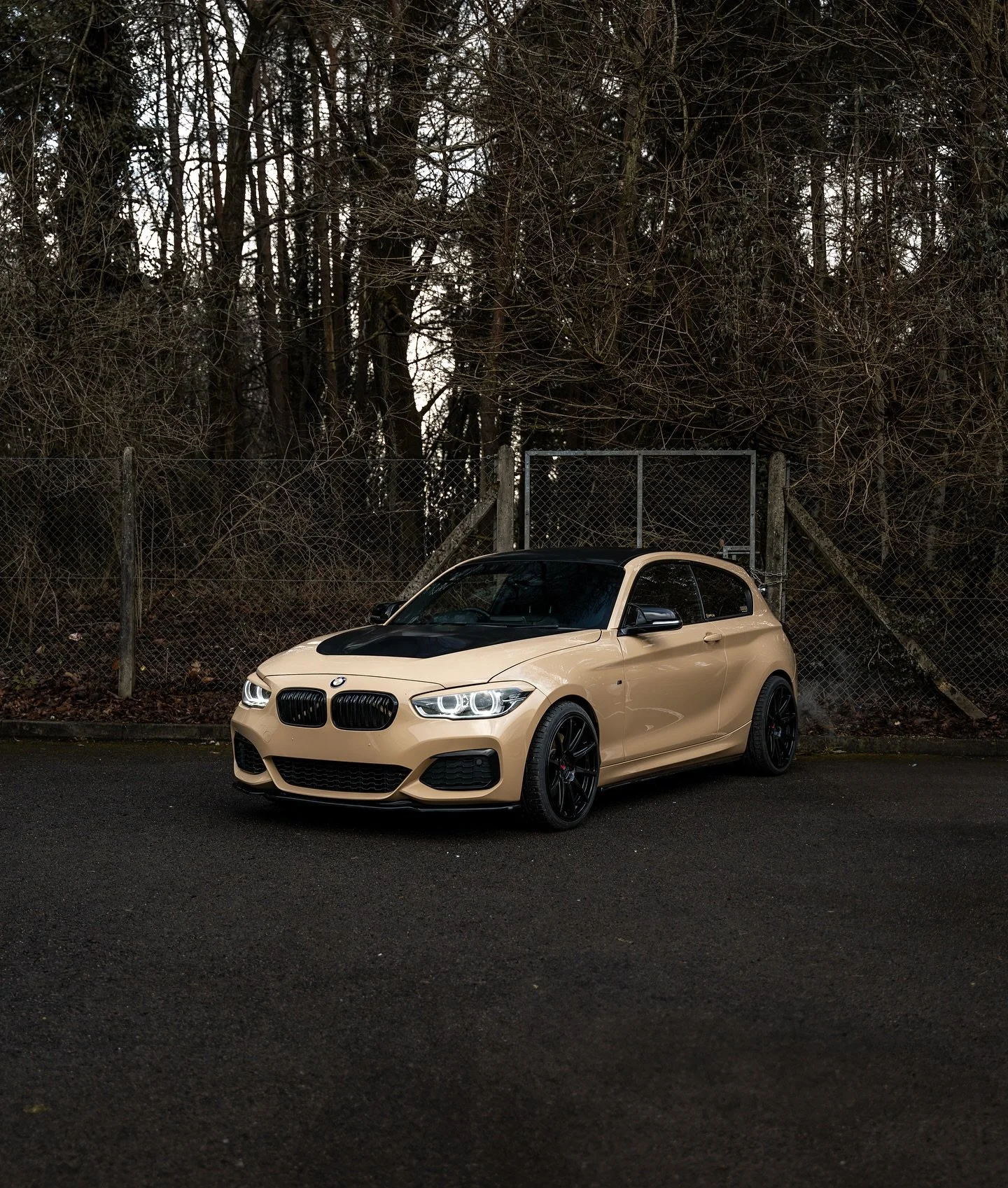 Sandstorm inbound! 🏜️🌵

Another BMW M140i with us for a full external wrap✅
Callipers painted to match✅
Tints all round windows &amp; lights✅
Carbon expose wrapped GTS bonnet supplied by us✅
And of course finished with our unique touches throughout